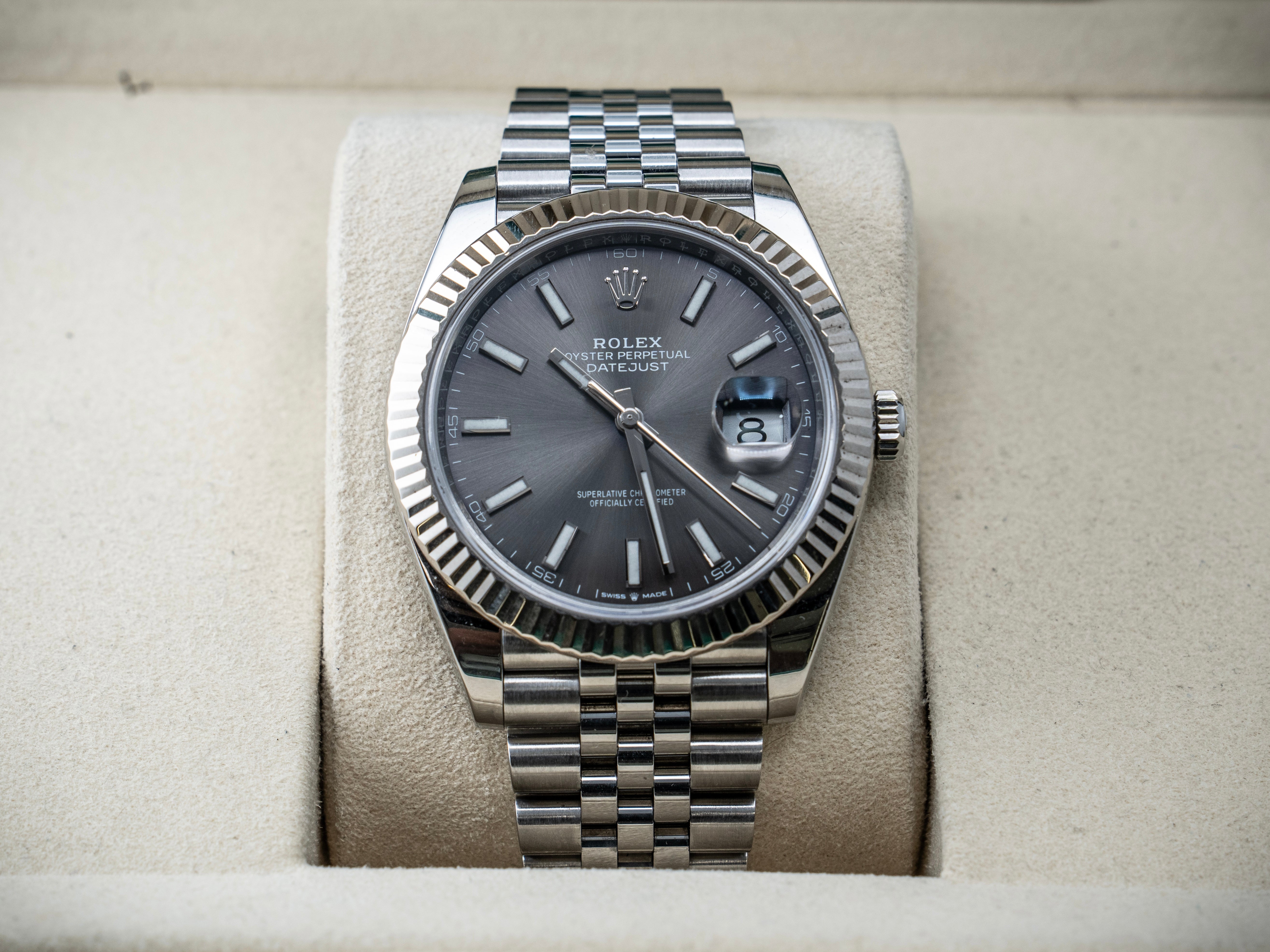 Rolex Datejust Rhodium Stick Dial on Jubilee