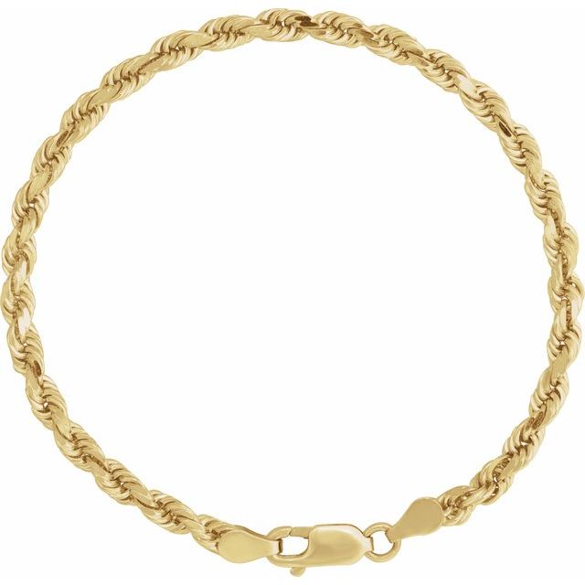 14K Yellow Gold 3.9 mm Diamond-Cut Rope Chain - 7 Inch Length by Ch946