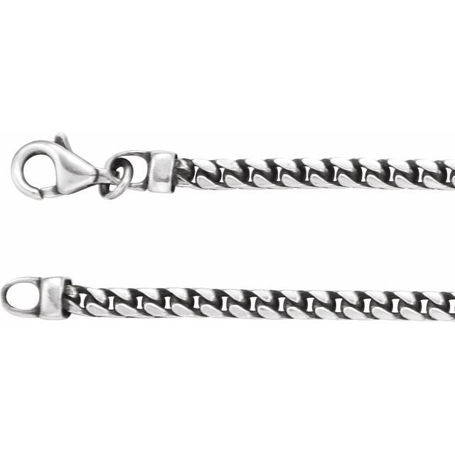 Sterling Silver 3 mm Franco Chain by Ch1071, 20-inch Length with Lobster Clasp