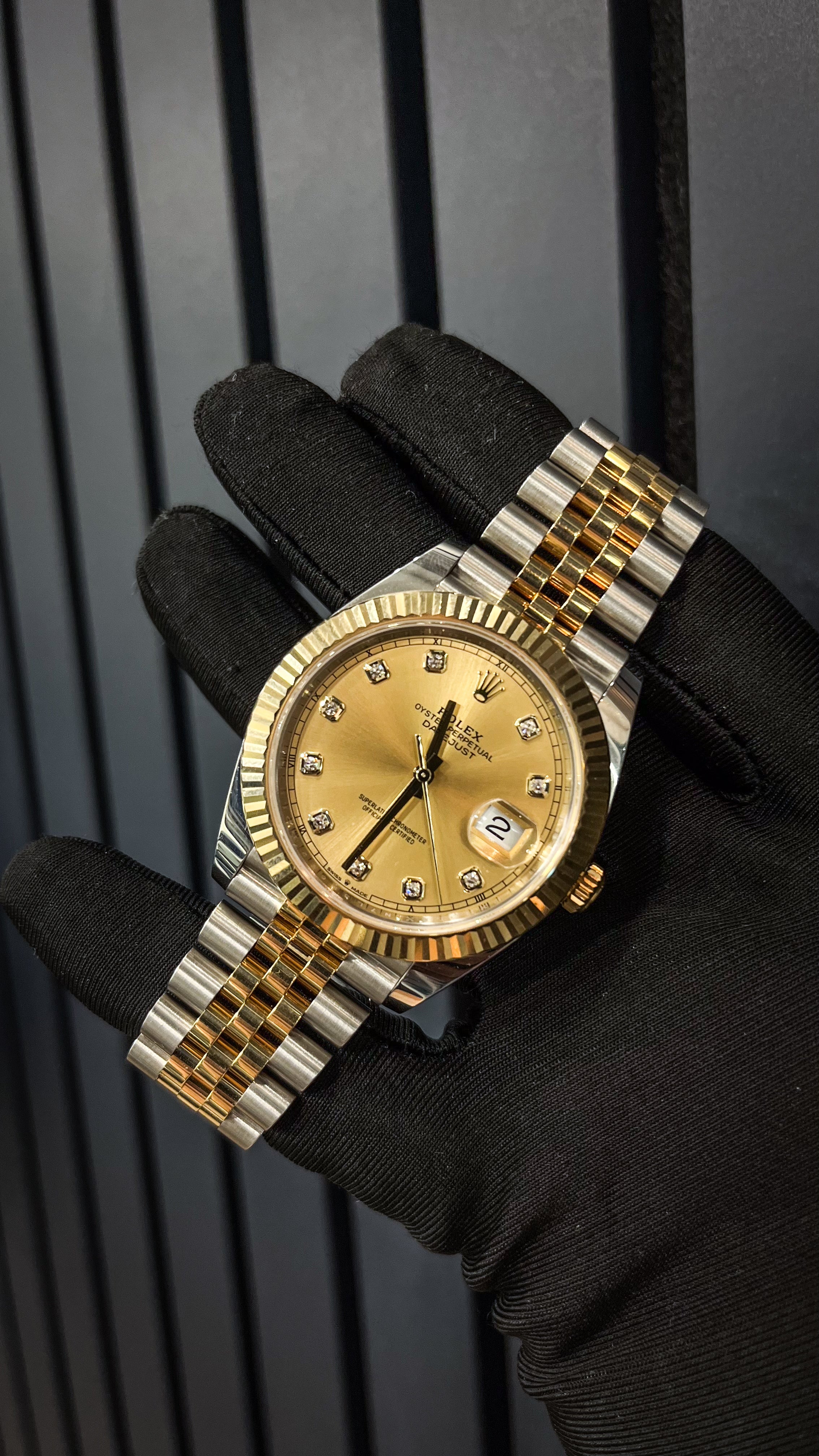 Rolex Datejust Champagne Diamond Dial on Jubilee