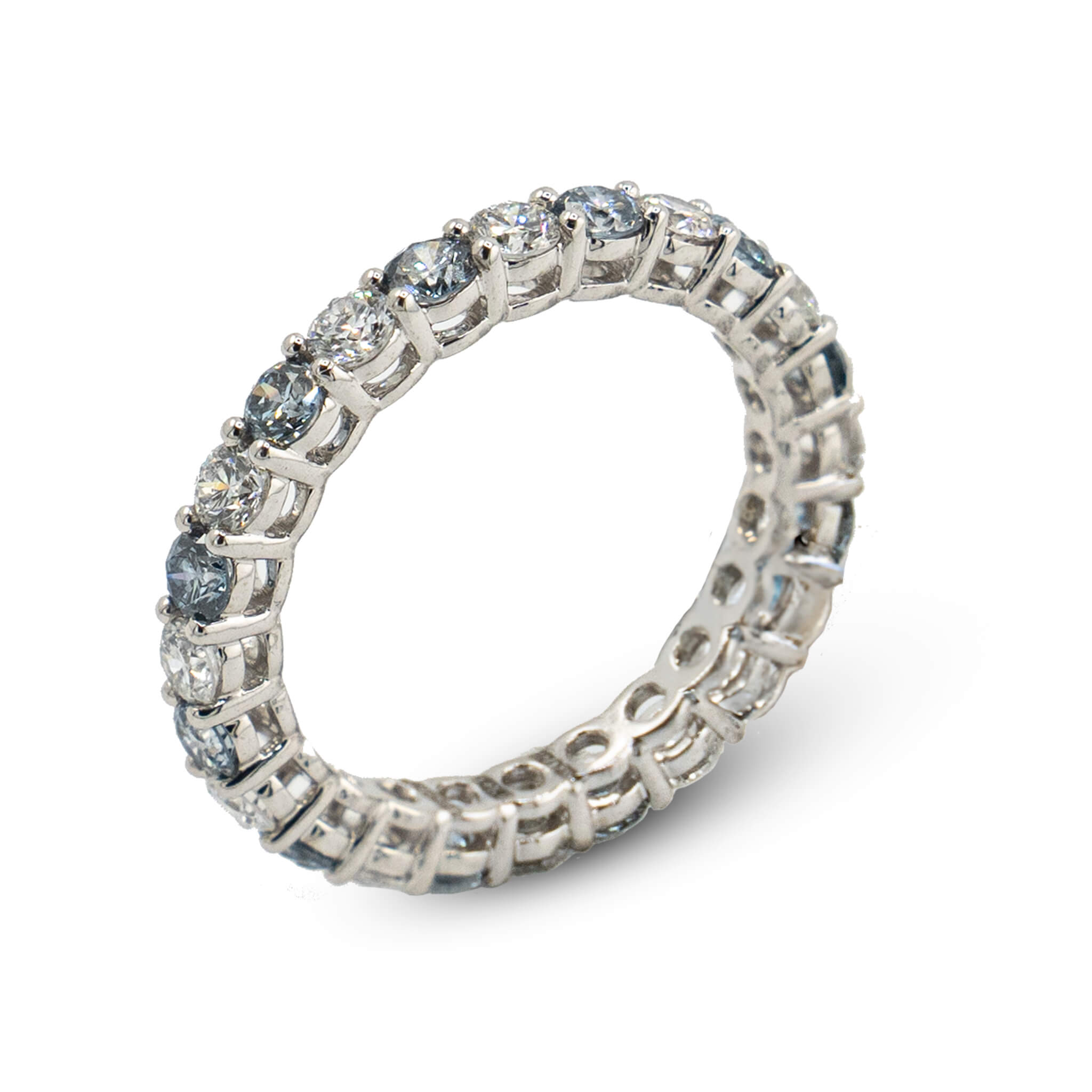 White & Blue Diamond Eternity Ring 14k