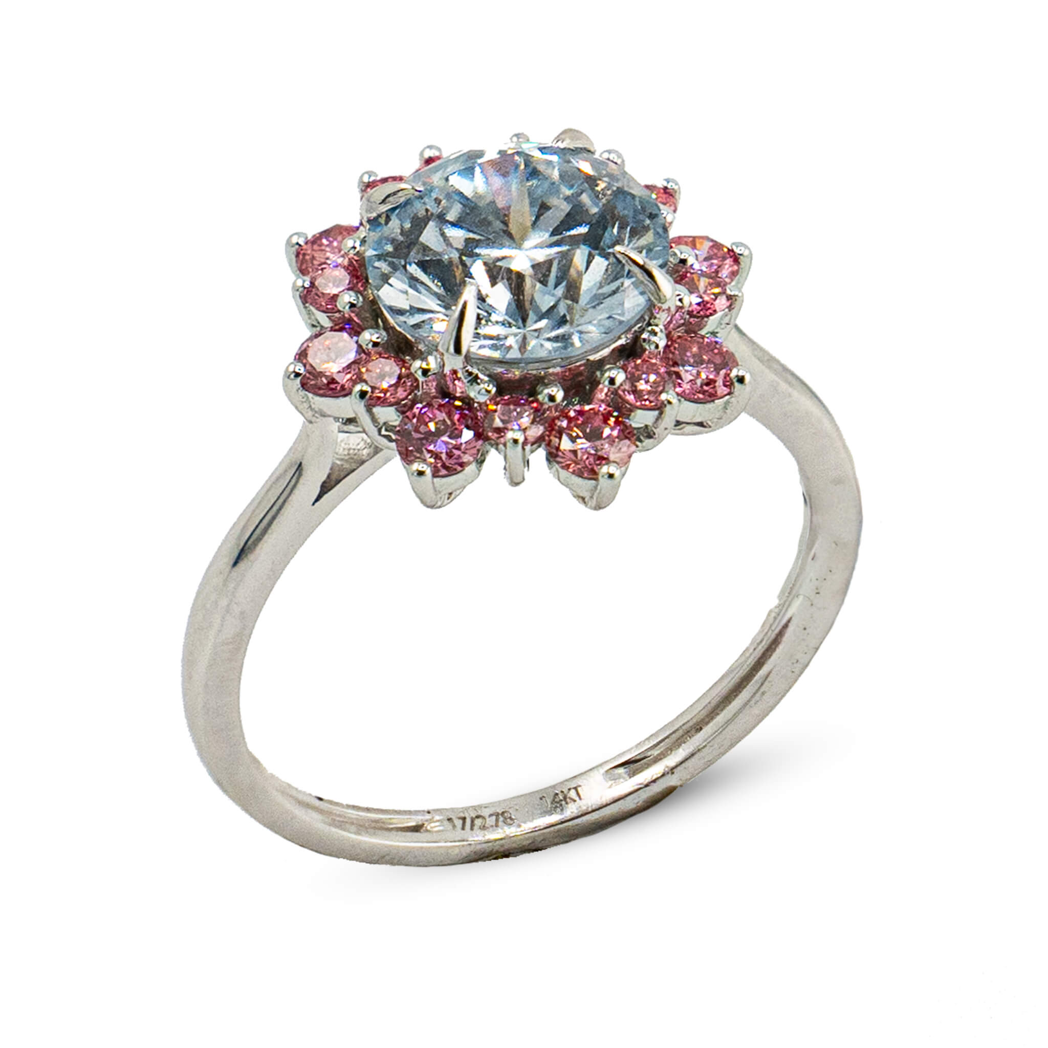 Floral Halo Diamond Ring 14k
