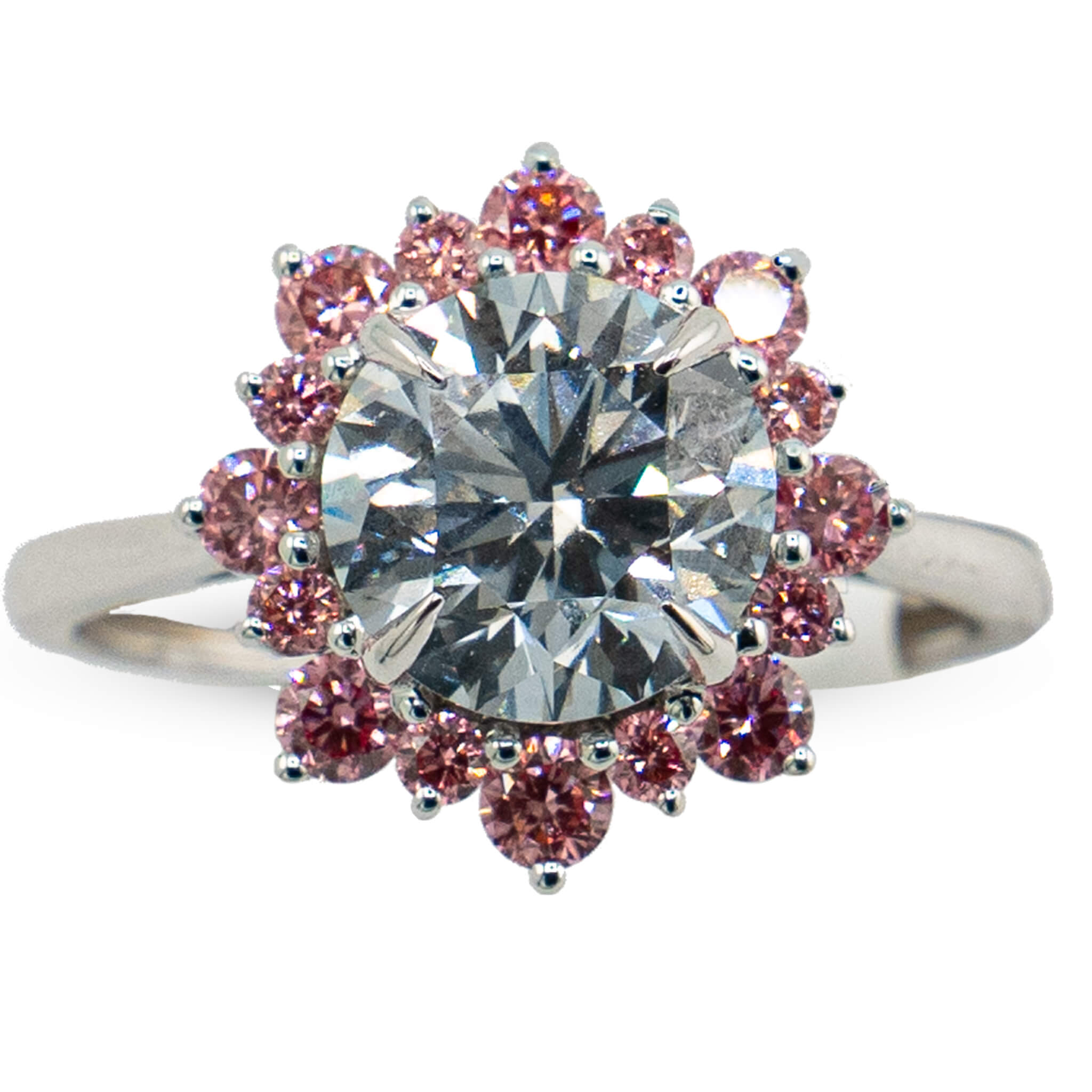 Floral Halo Diamond Ring 14k
