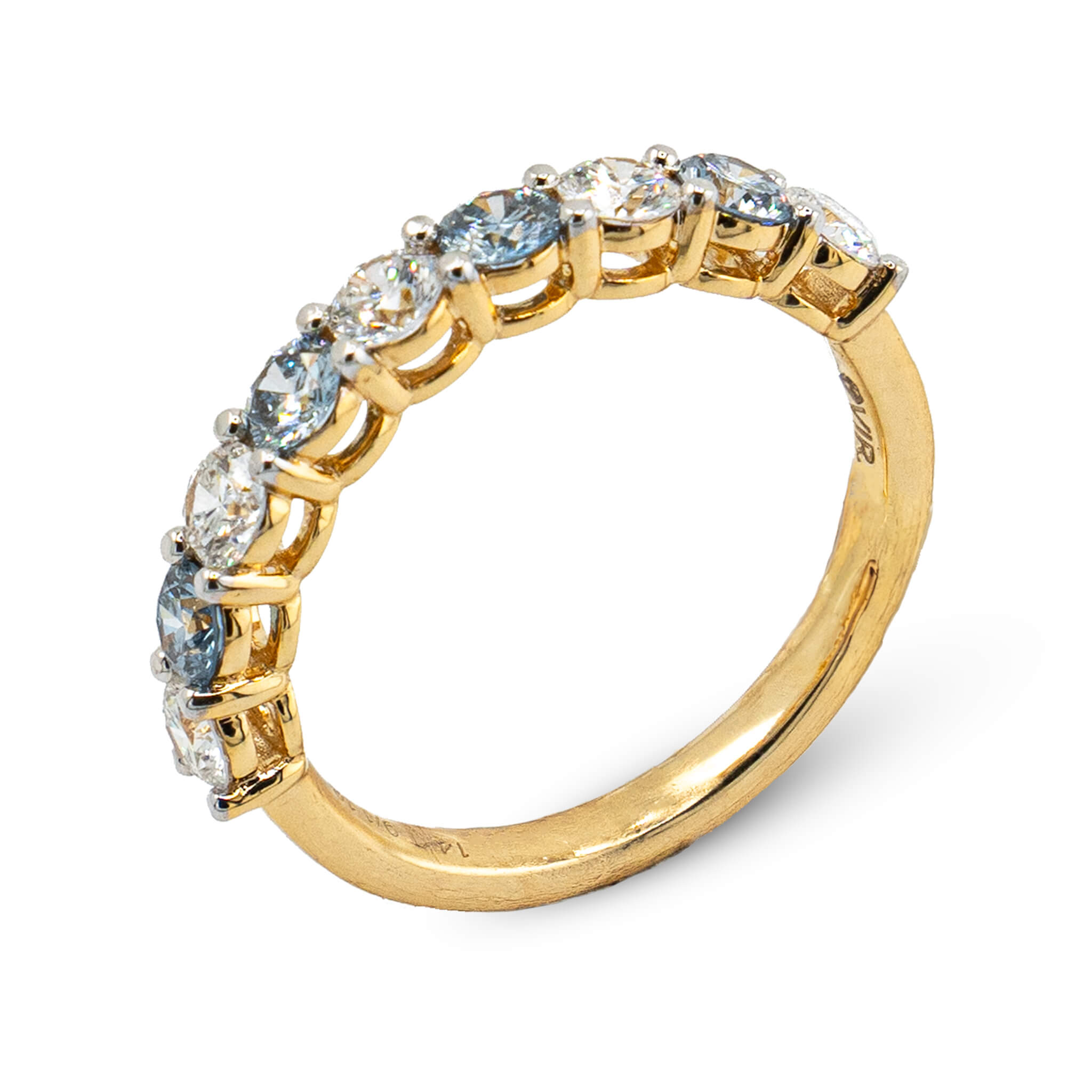 White & Blue Diamond Ring 14k