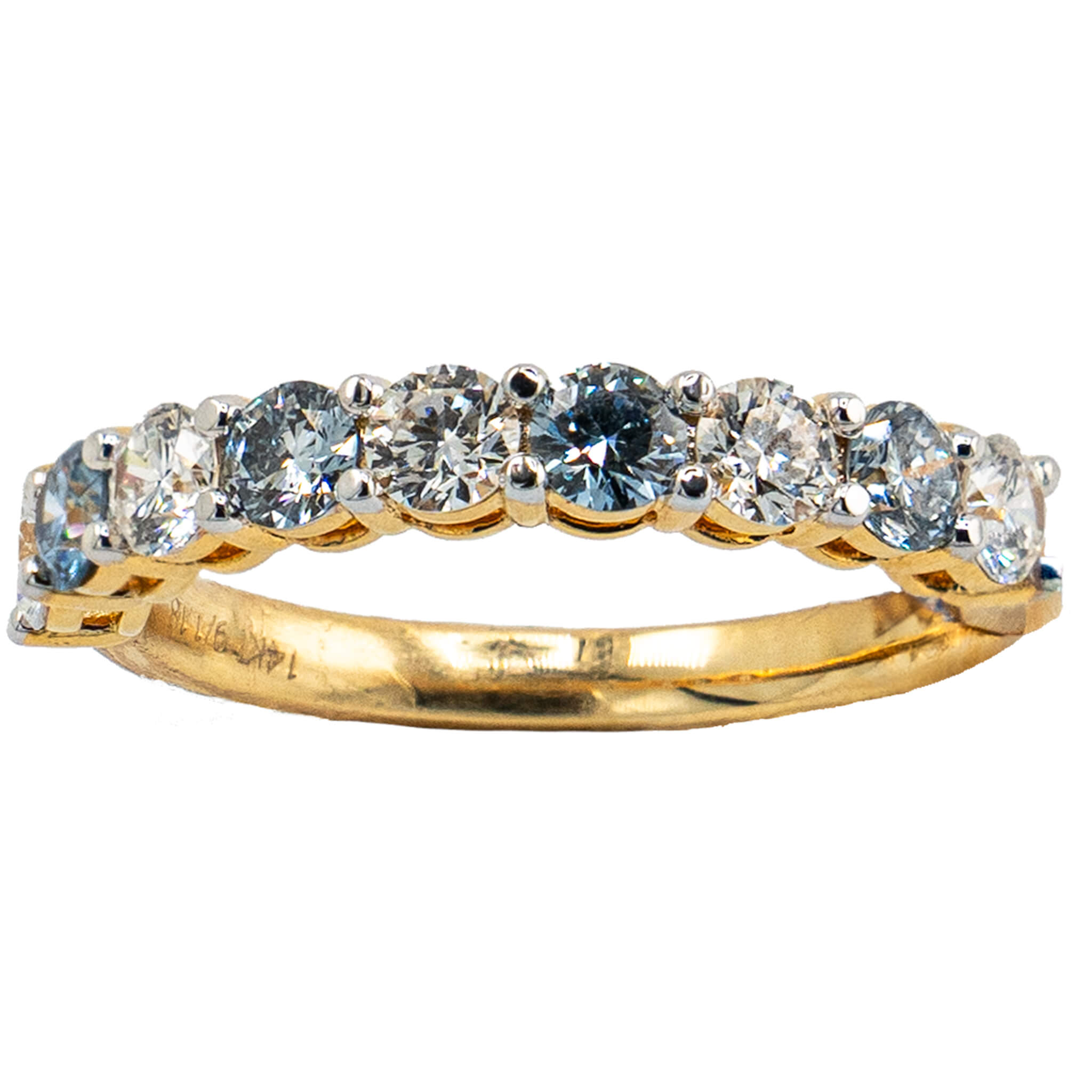 White & Blue Diamond Ring 14k