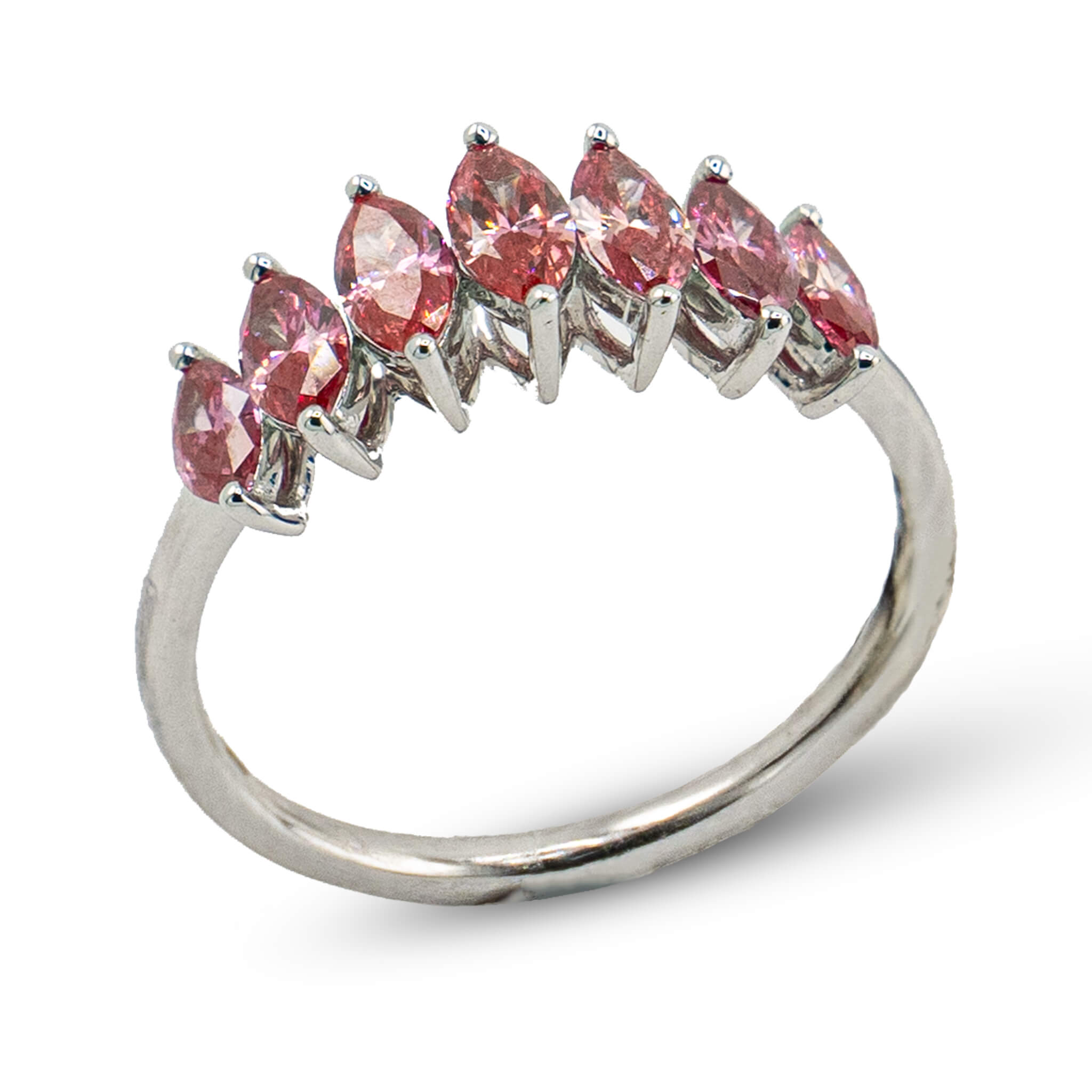 Pink Oval Diamond Ring White Gold 14k