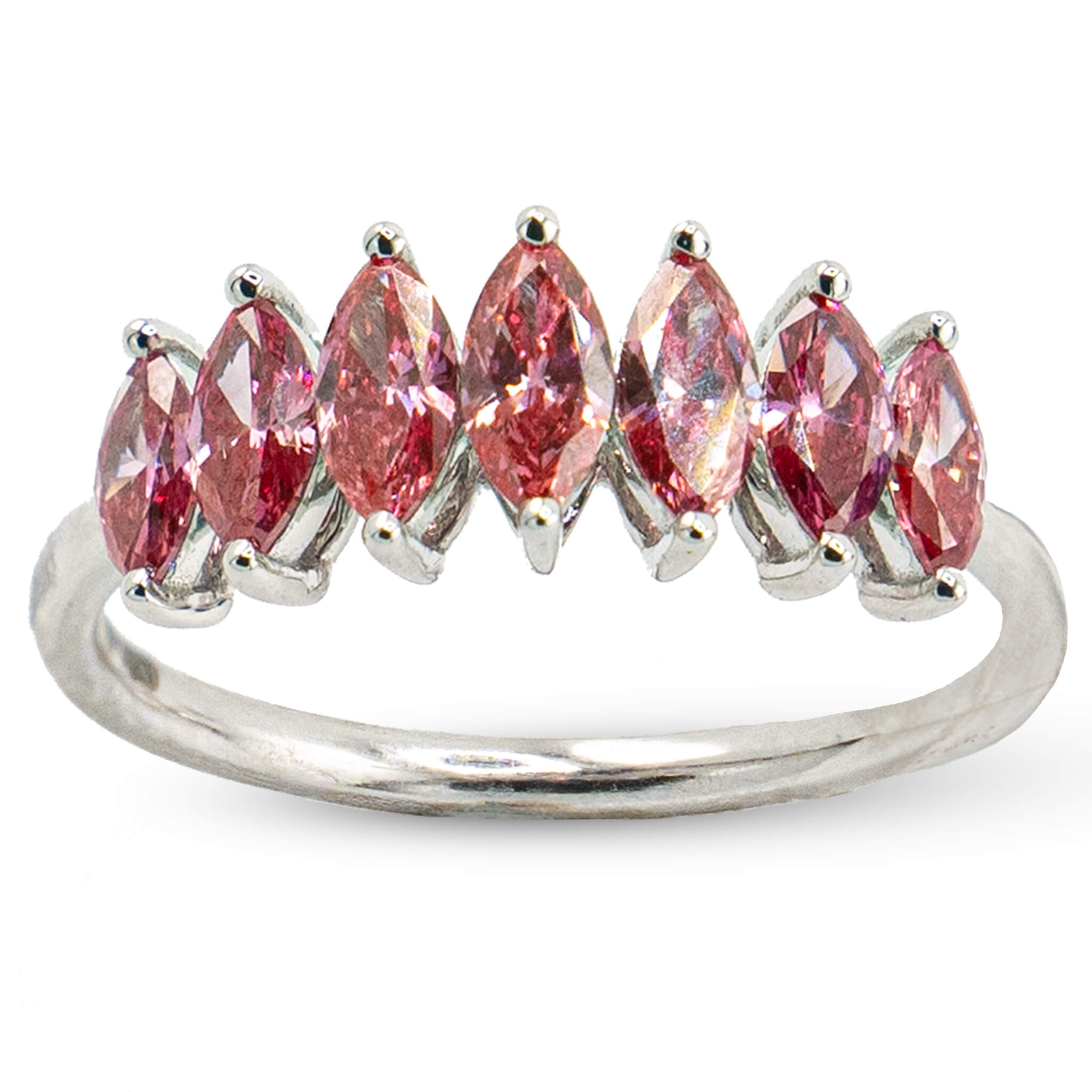 Pink Oval Diamond Ring White Gold 14k