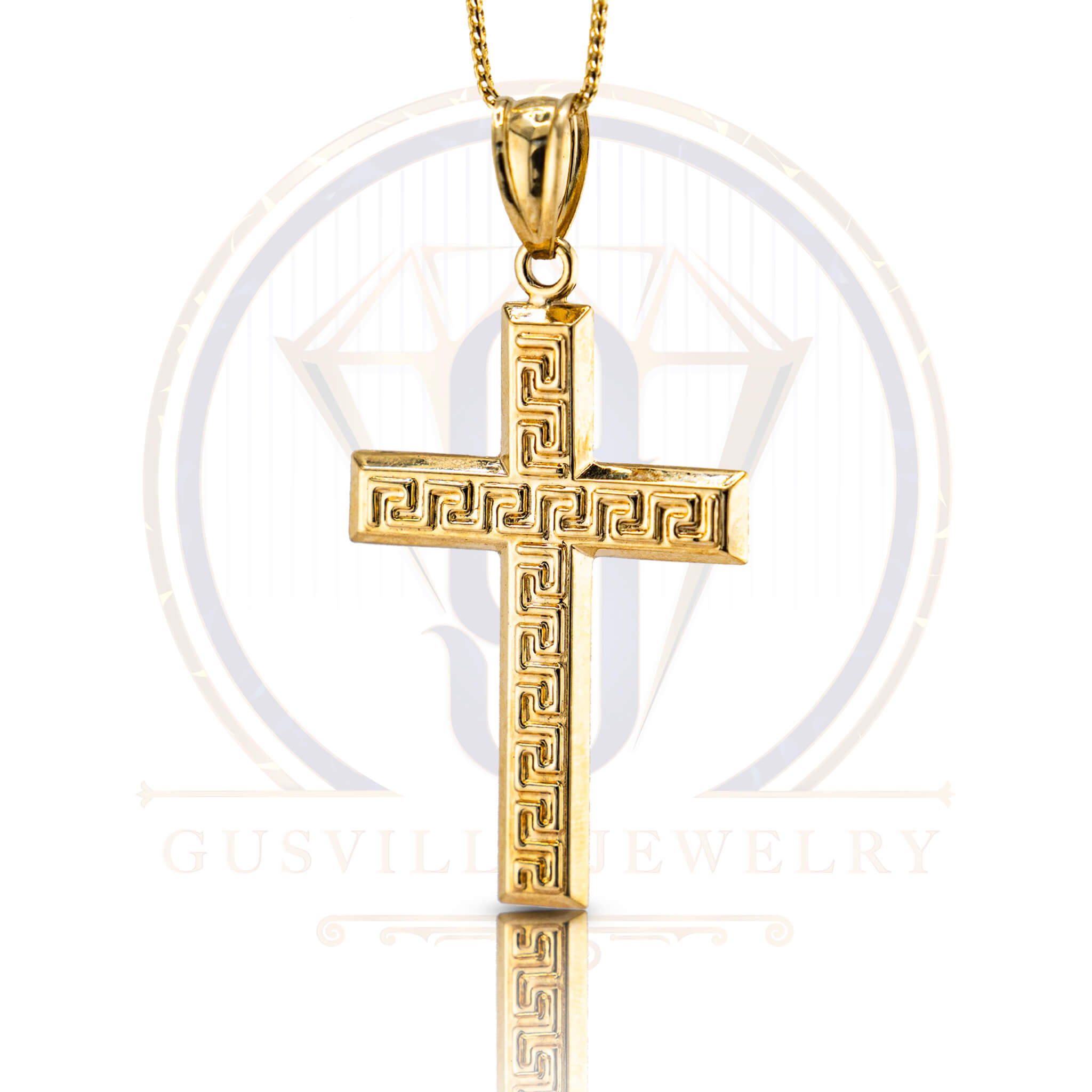 Cross Plaid Style Pendant 10K
