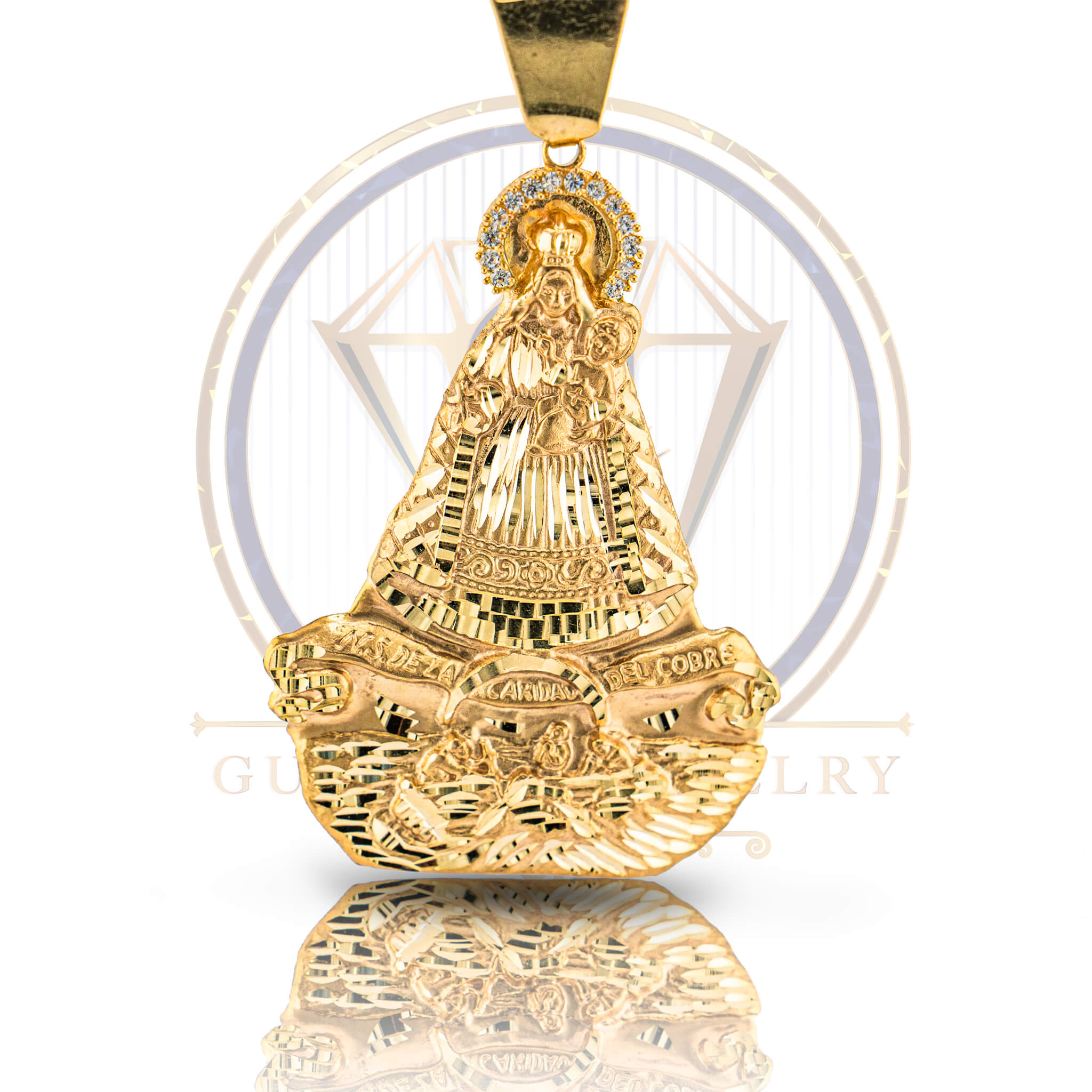 14K Yellow orders Gold Small Religious Our Lady of Charity Pendant Caridad del Cobre Width: 8 mm