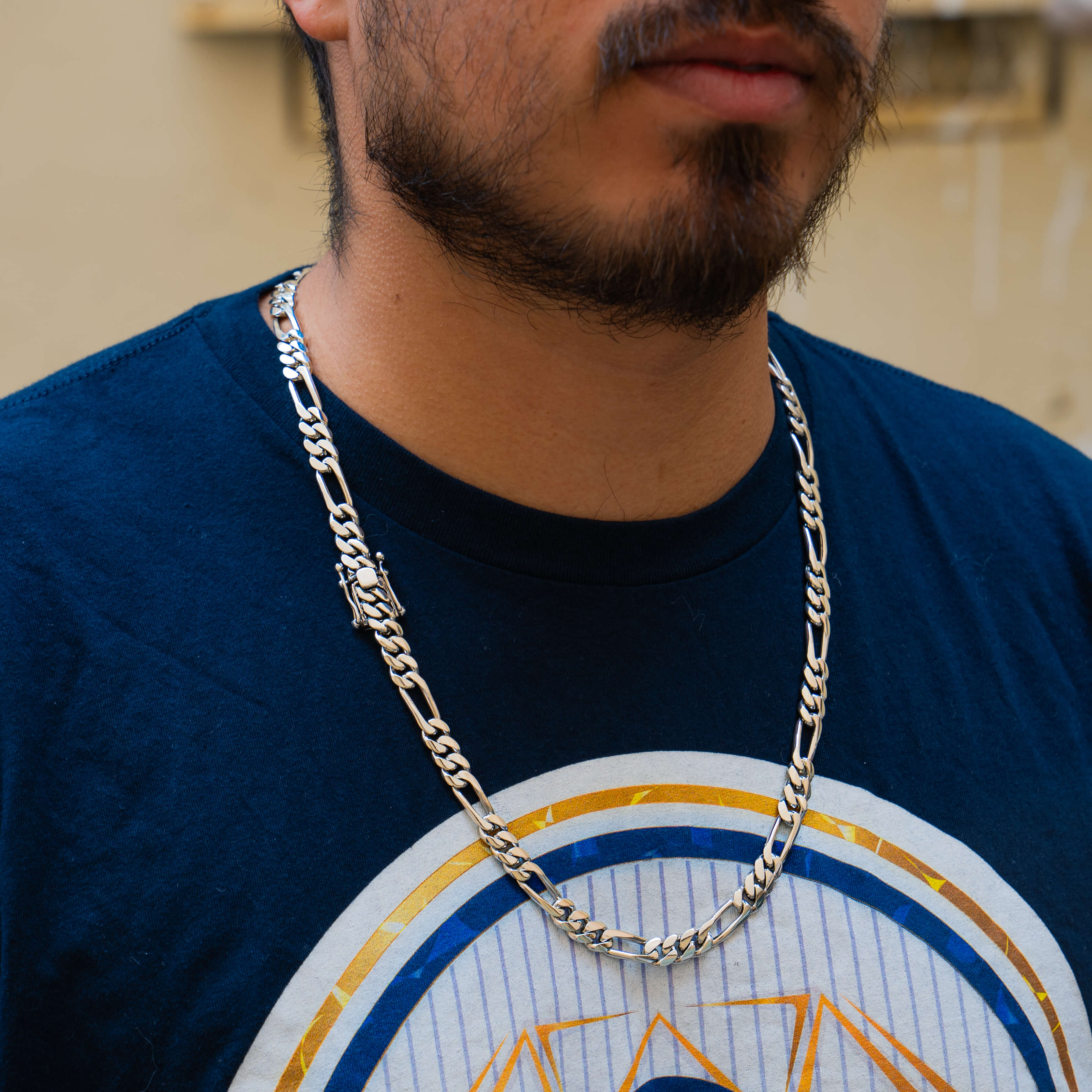 8 MM SILVER FIGARO CHAIN
