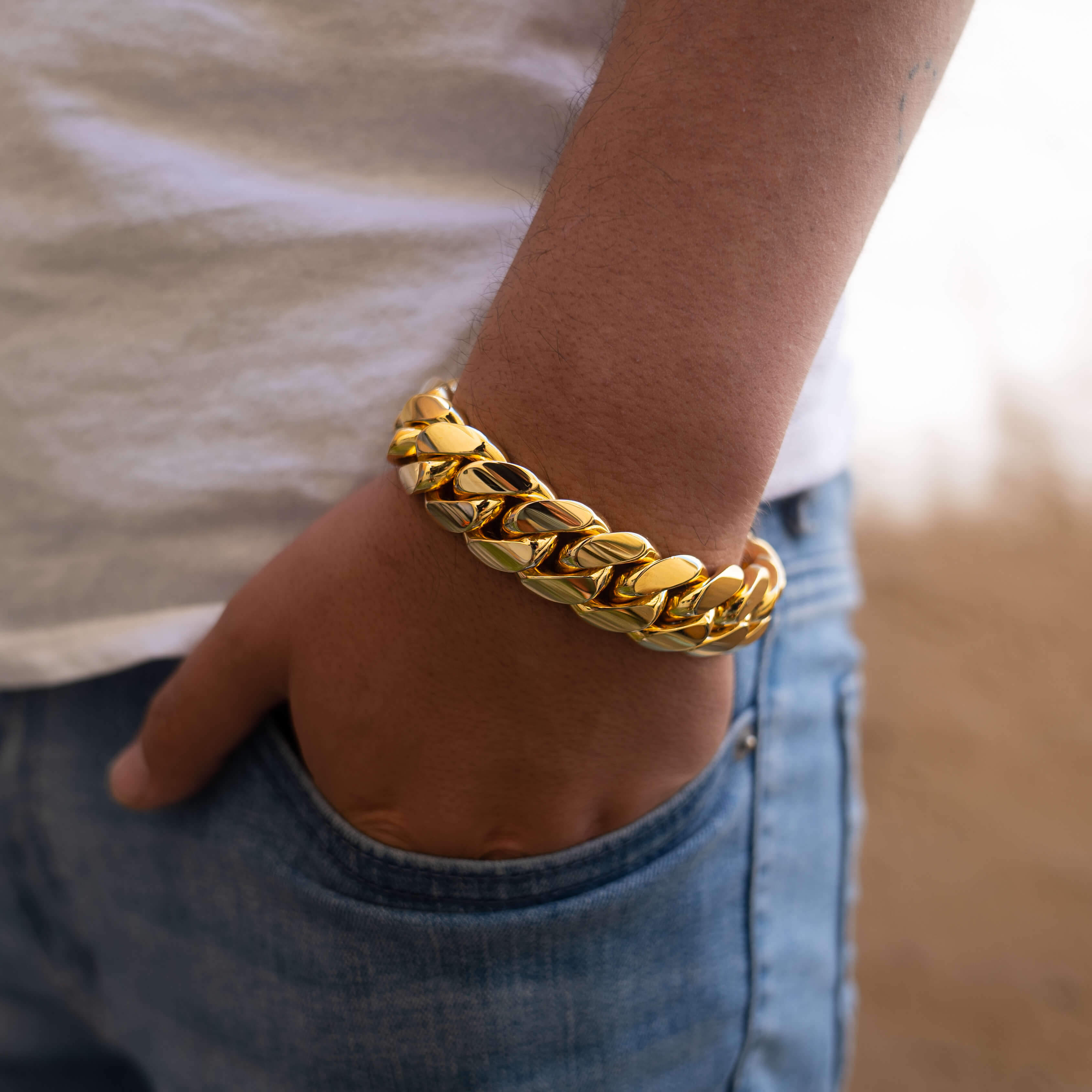 20 MM GOLD OVER SILVER BRACELET