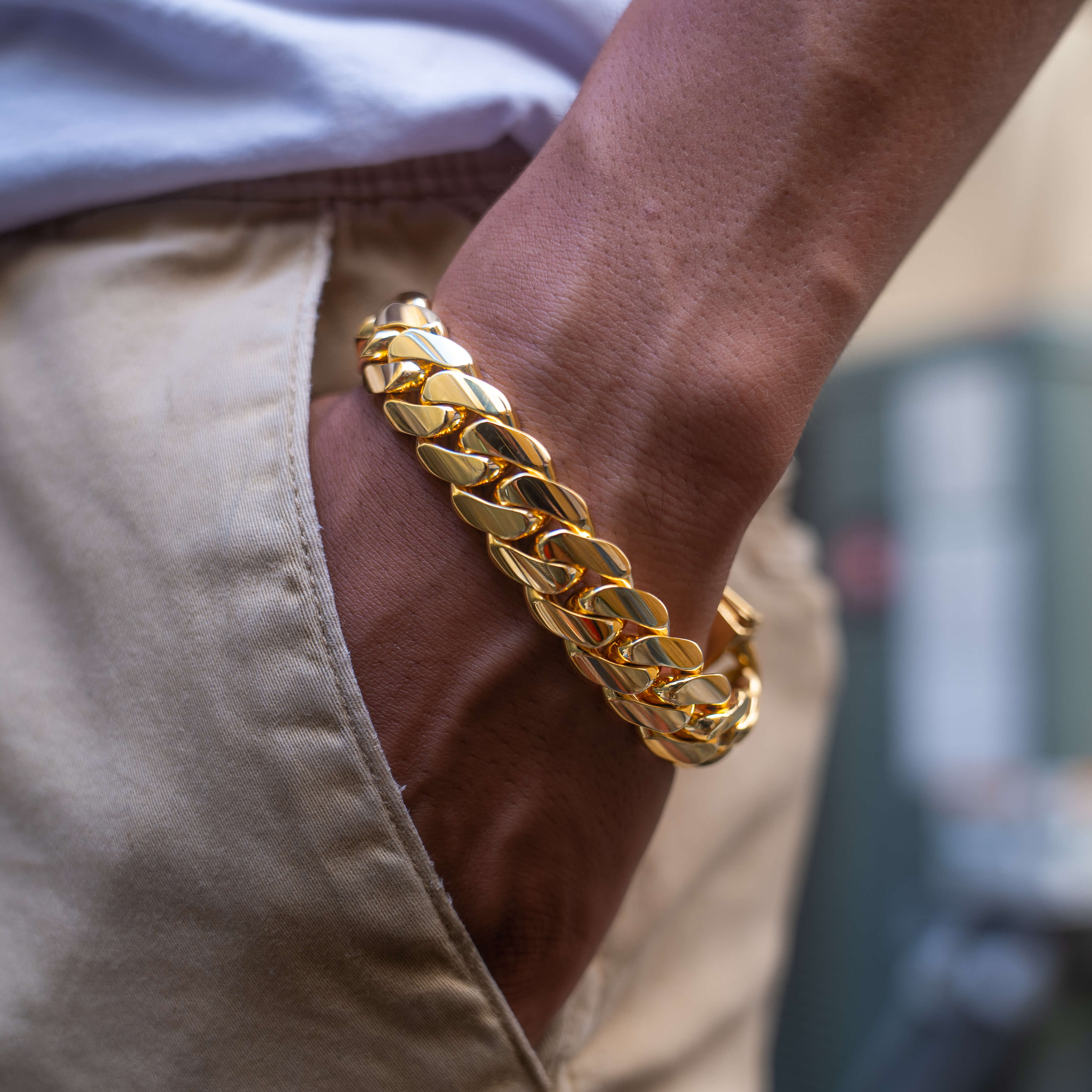 16 MM GOLD OVER SILVER BRACELET