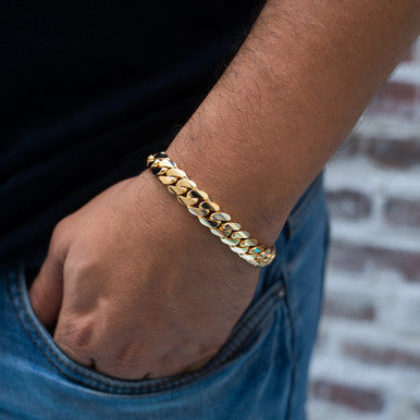 10 MM GOLD OVER SILVER CUBAN LINK BRACELET