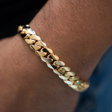 10 MM GOLD OVER SILVER CUBAN LINK BRACELET