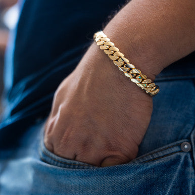 10 MM GOLD OVER SILVER CUBAN LINK BRACELET