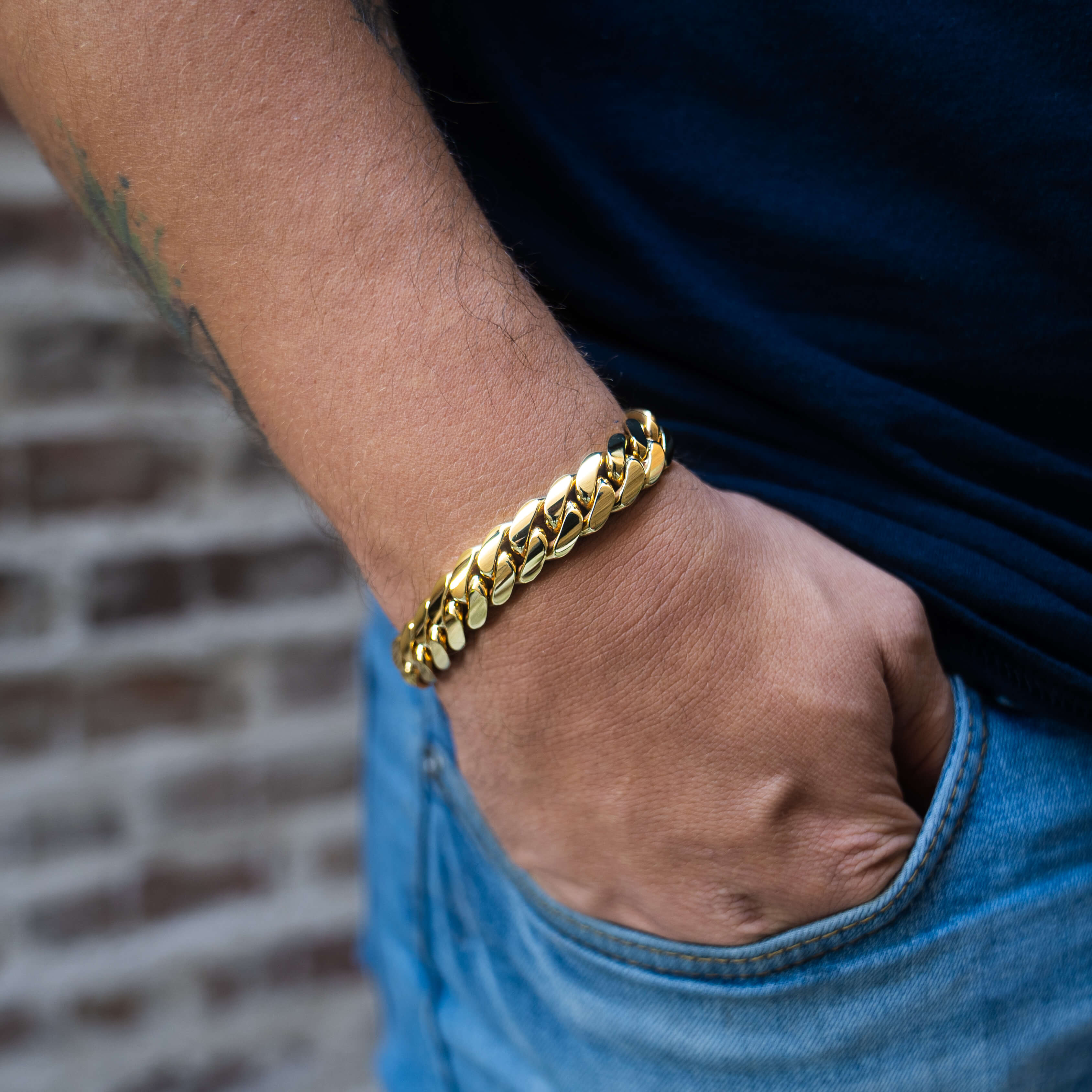 12 MM GOLD OVER SILVER BRACELET