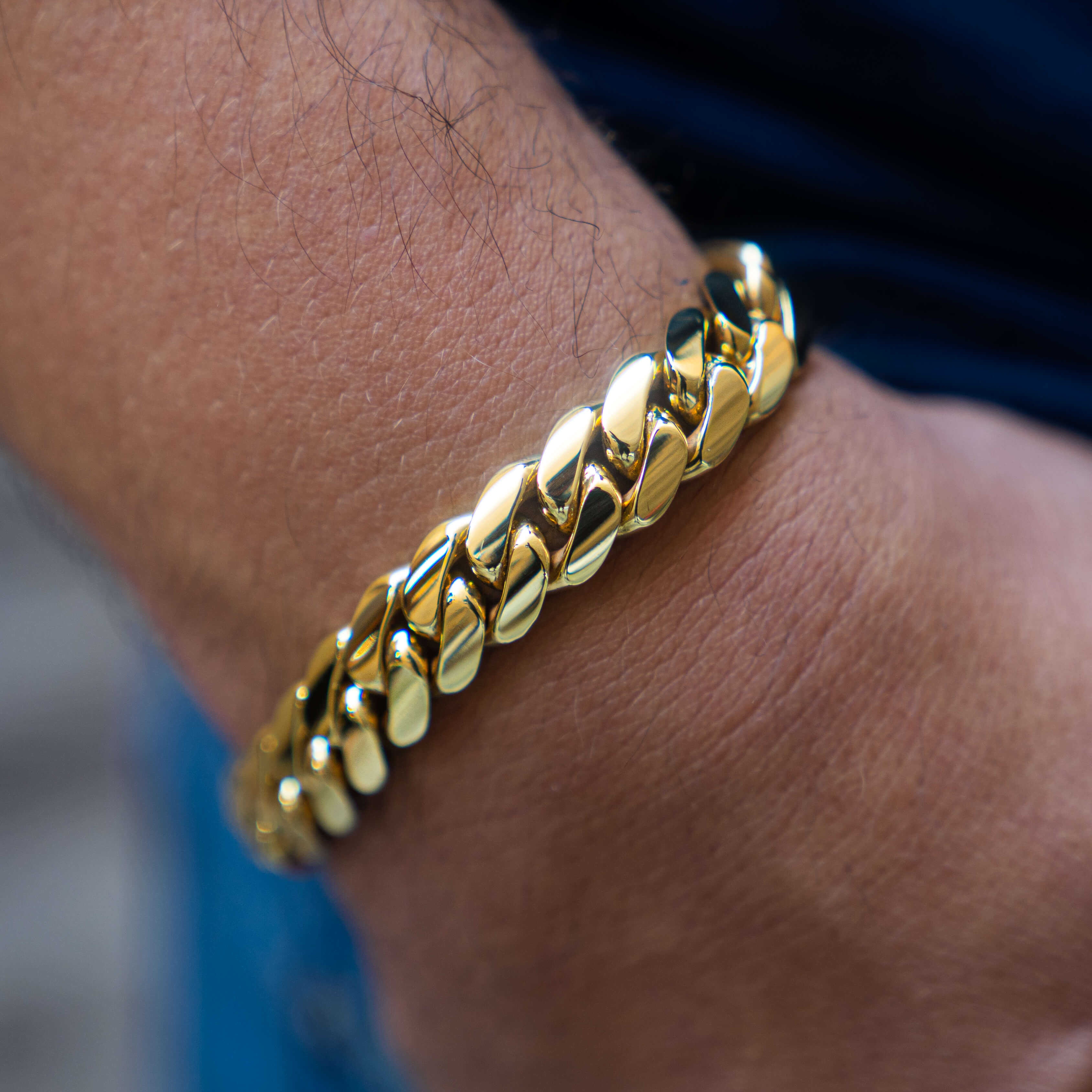 12 MM GOLD OVER SILVER BRACELET