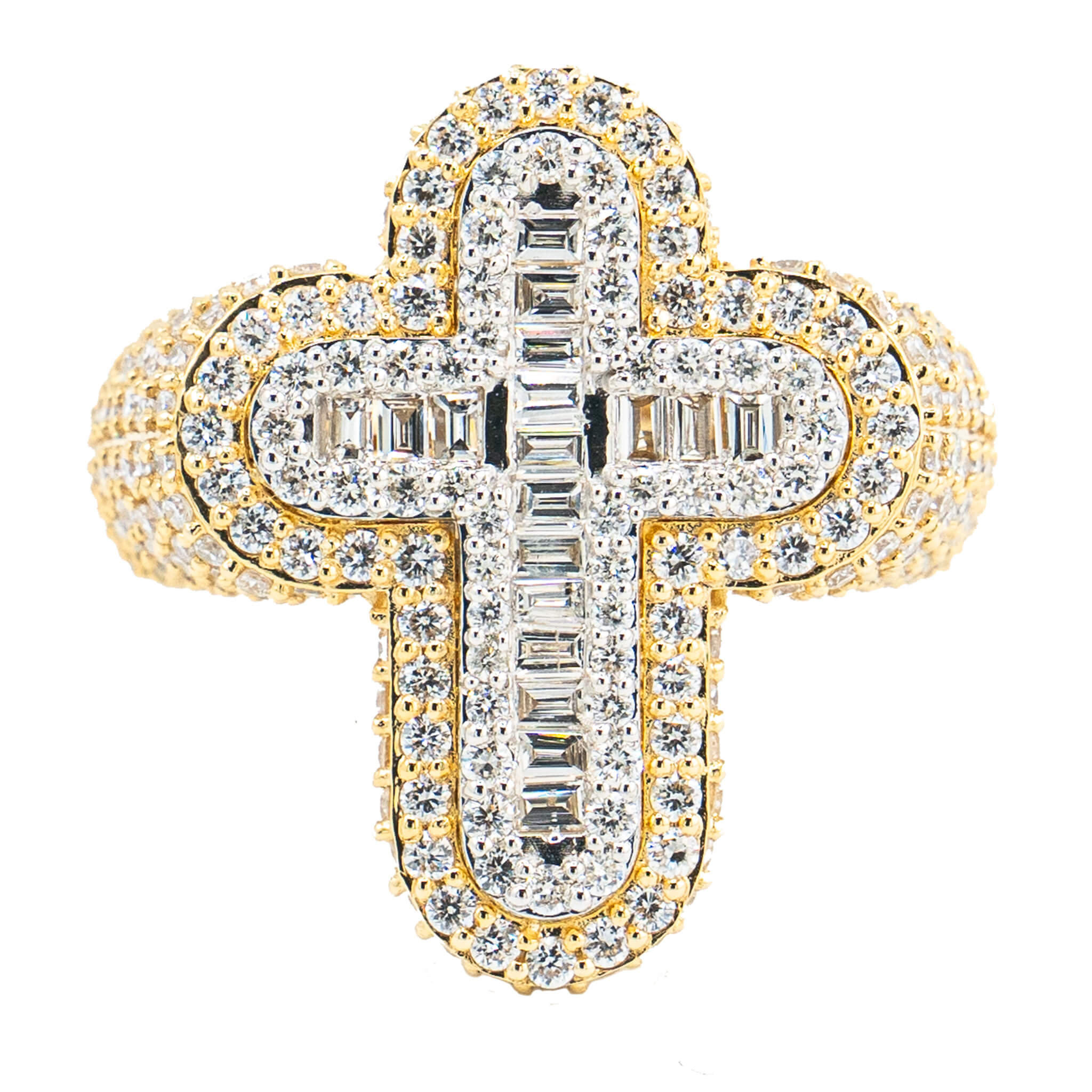 Diamond Baguette Cross Ring 10k