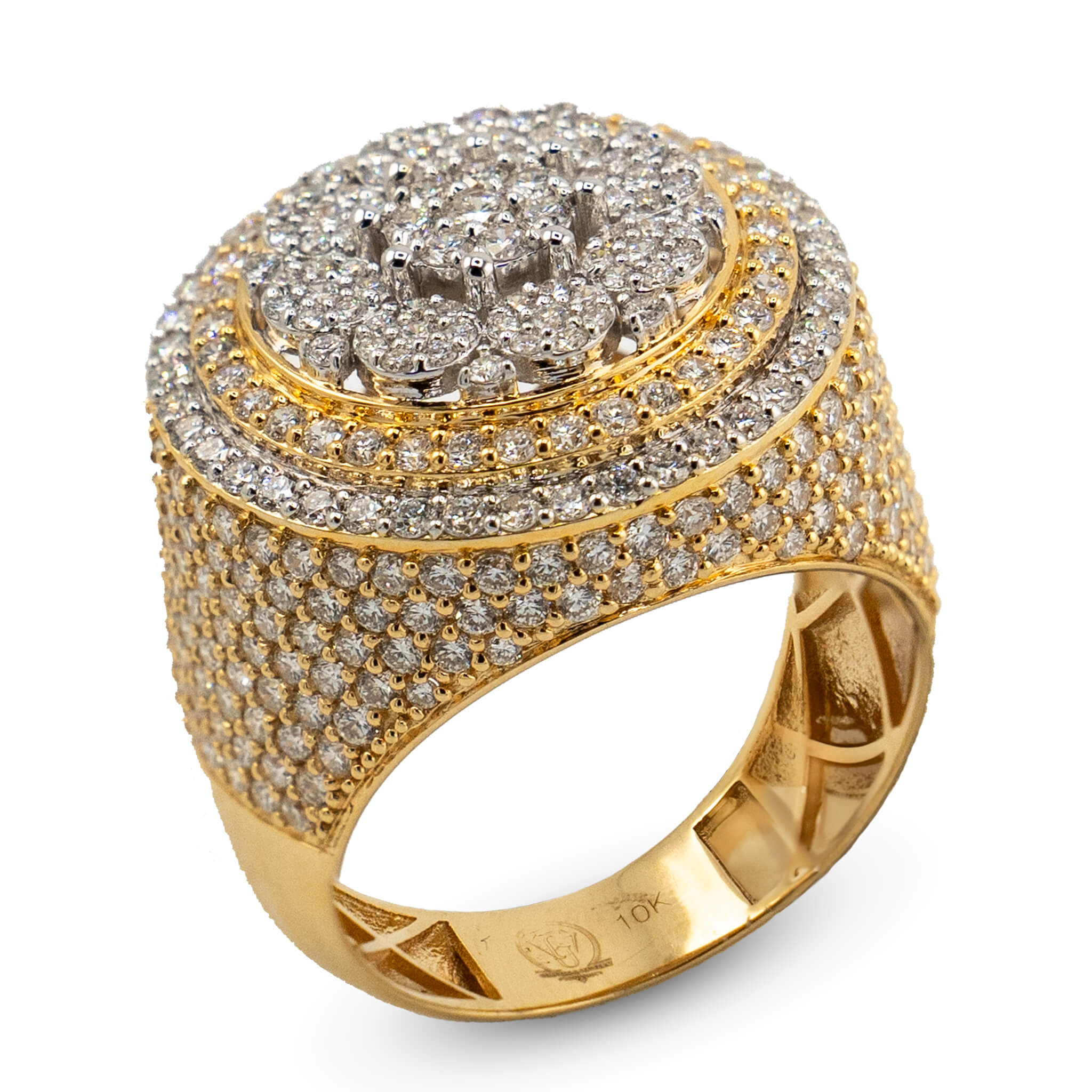 Round Triple Deck Diamond Ring 10k
