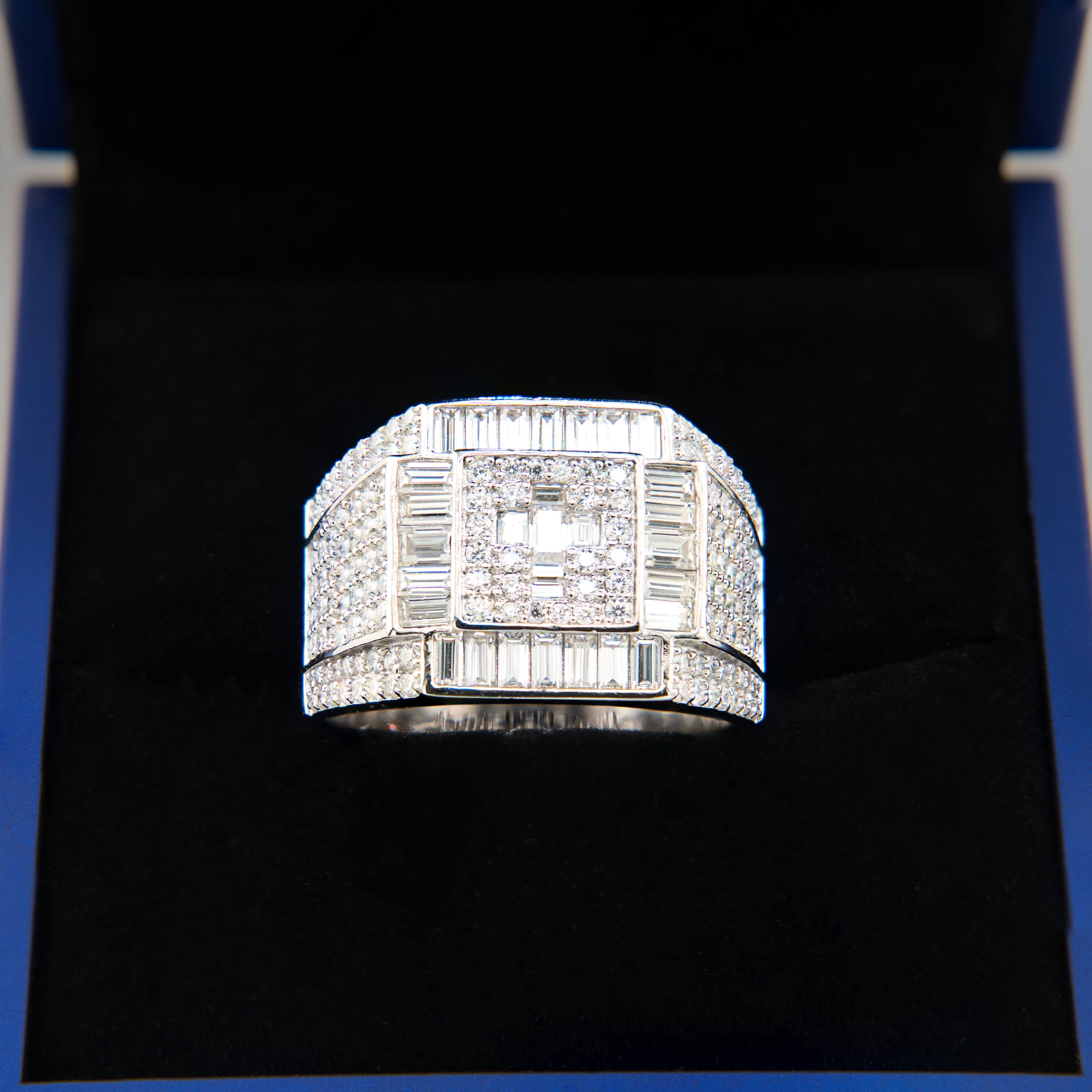 Baguette Folded Moisssanite Silver Ring