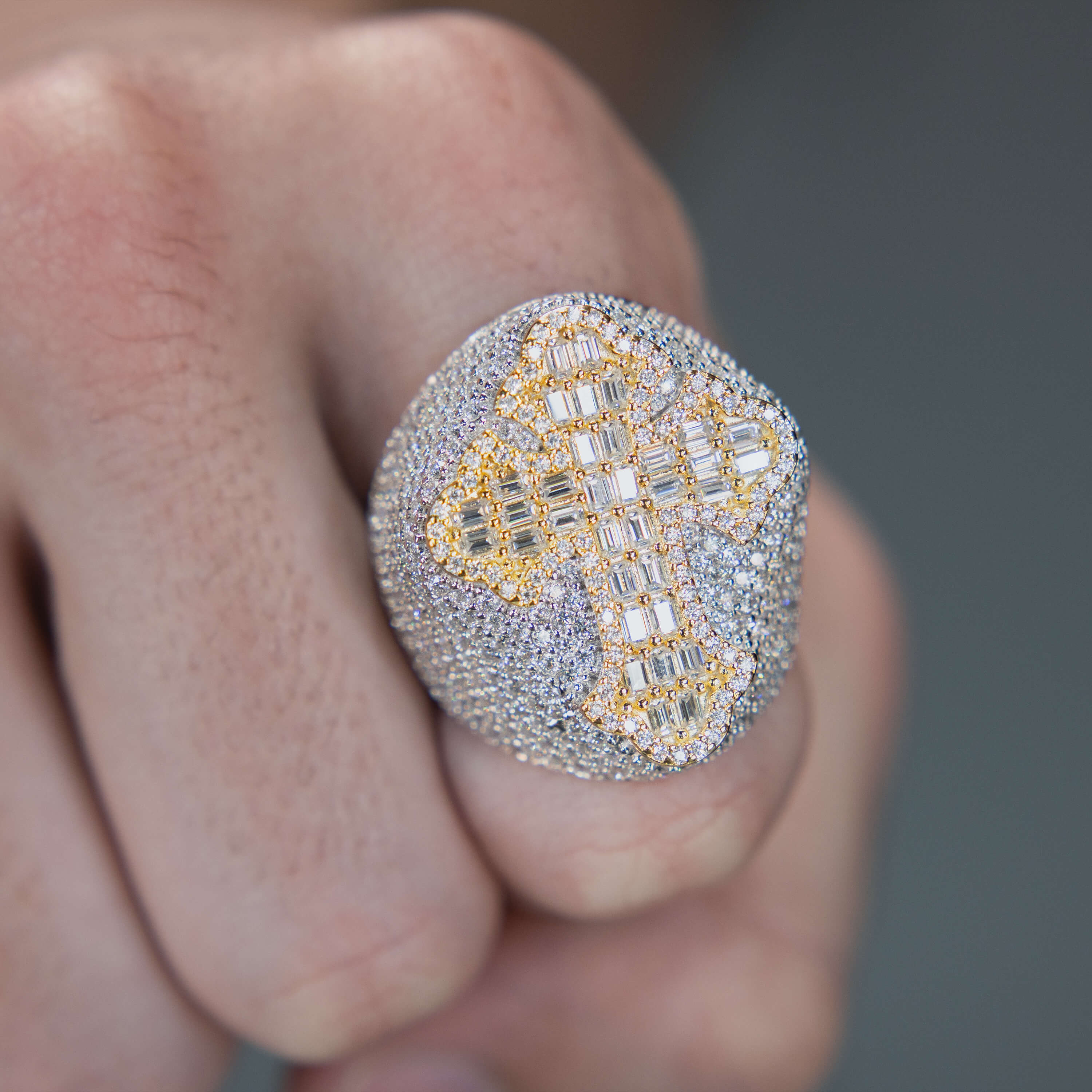 Gold Cross X Silver Ring
