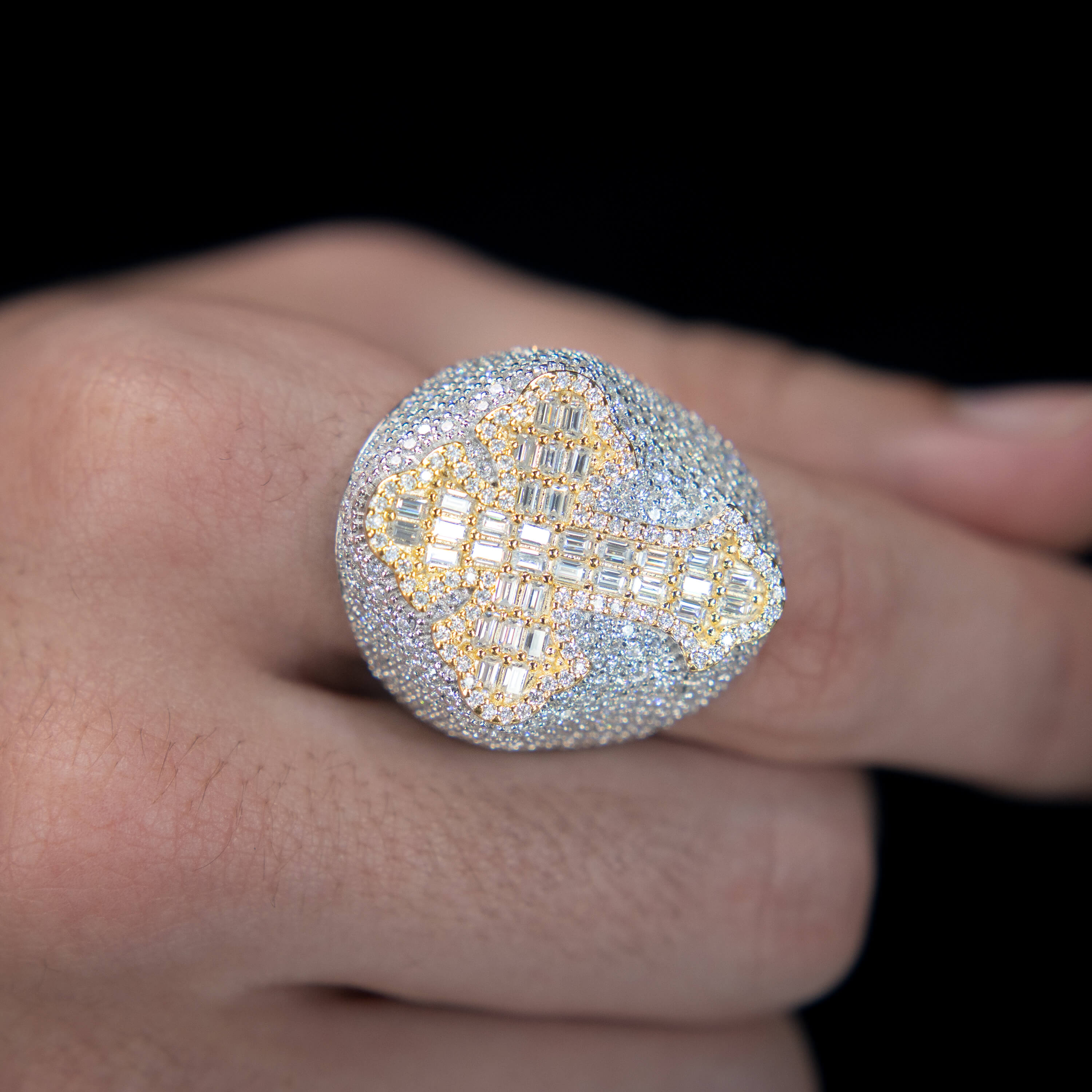 Gold Cross X Silver Ring
