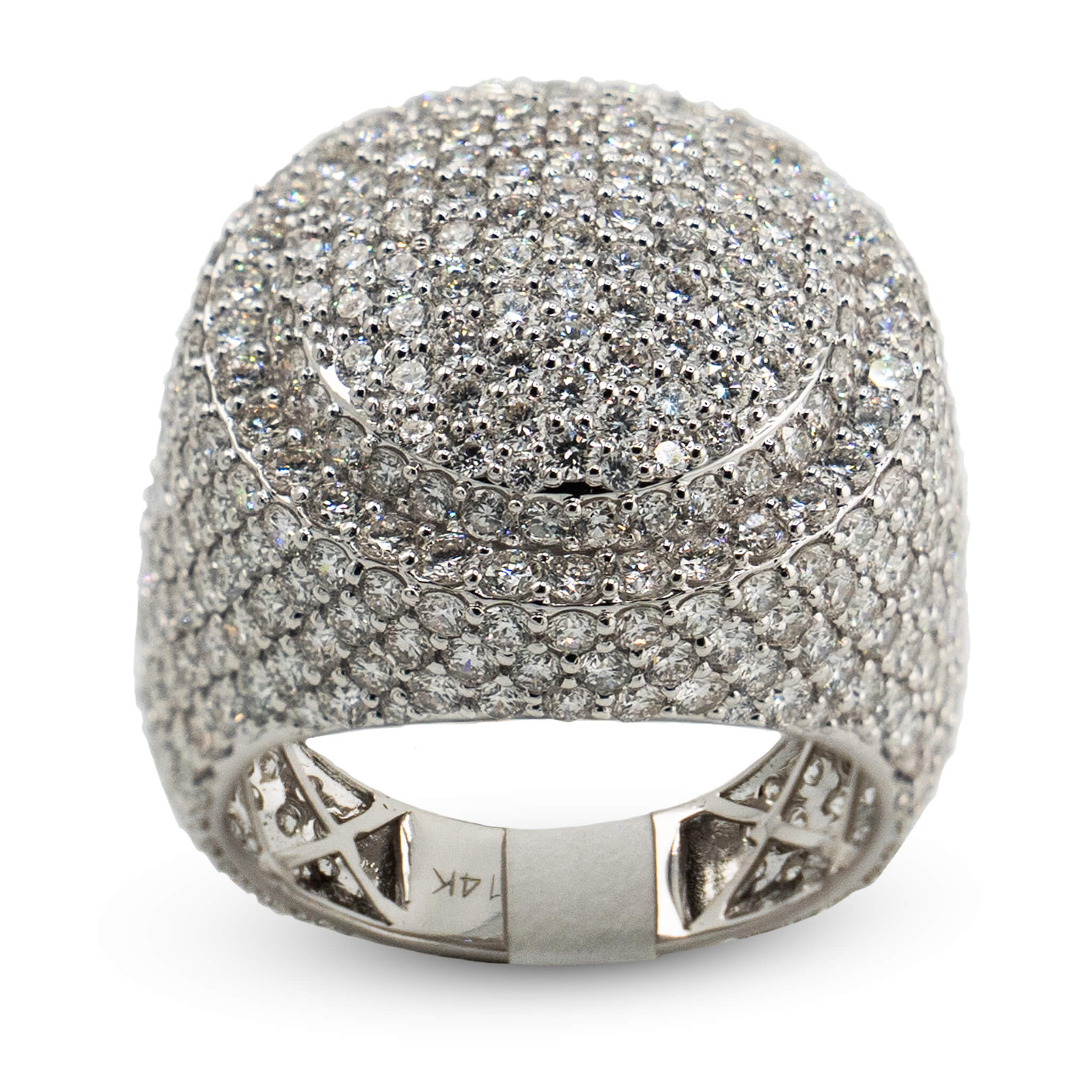 Round Iced Out Ring White Gold 14k