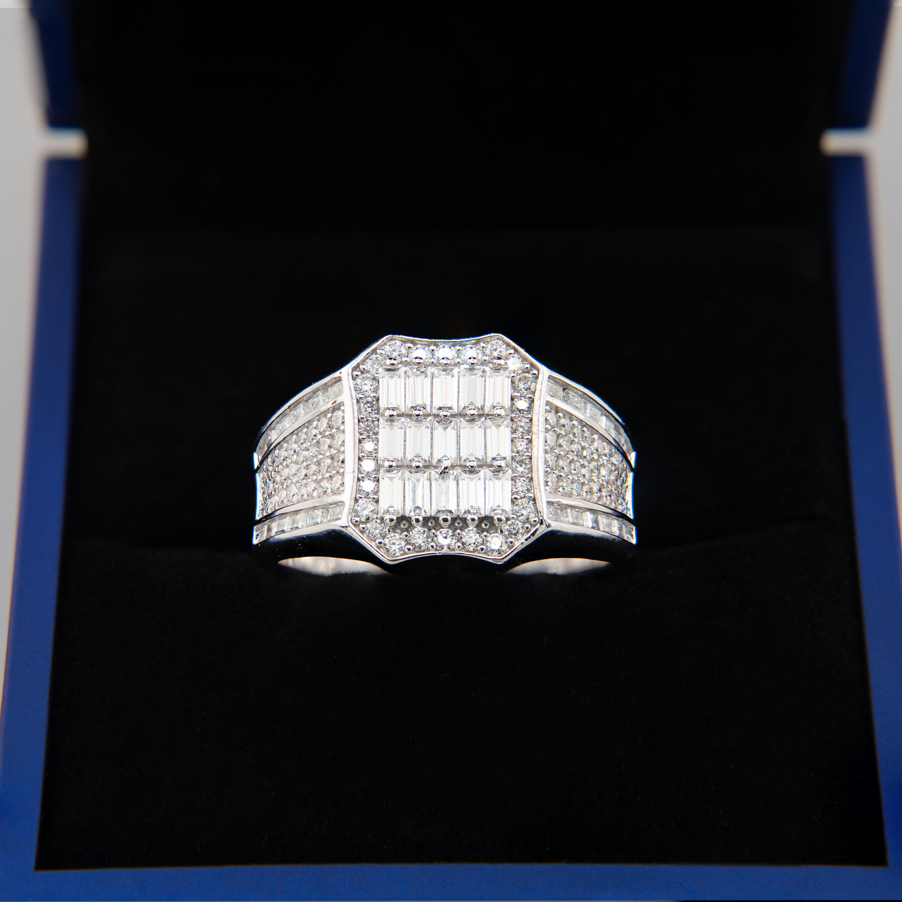 Shield Silver Moissanite Ring