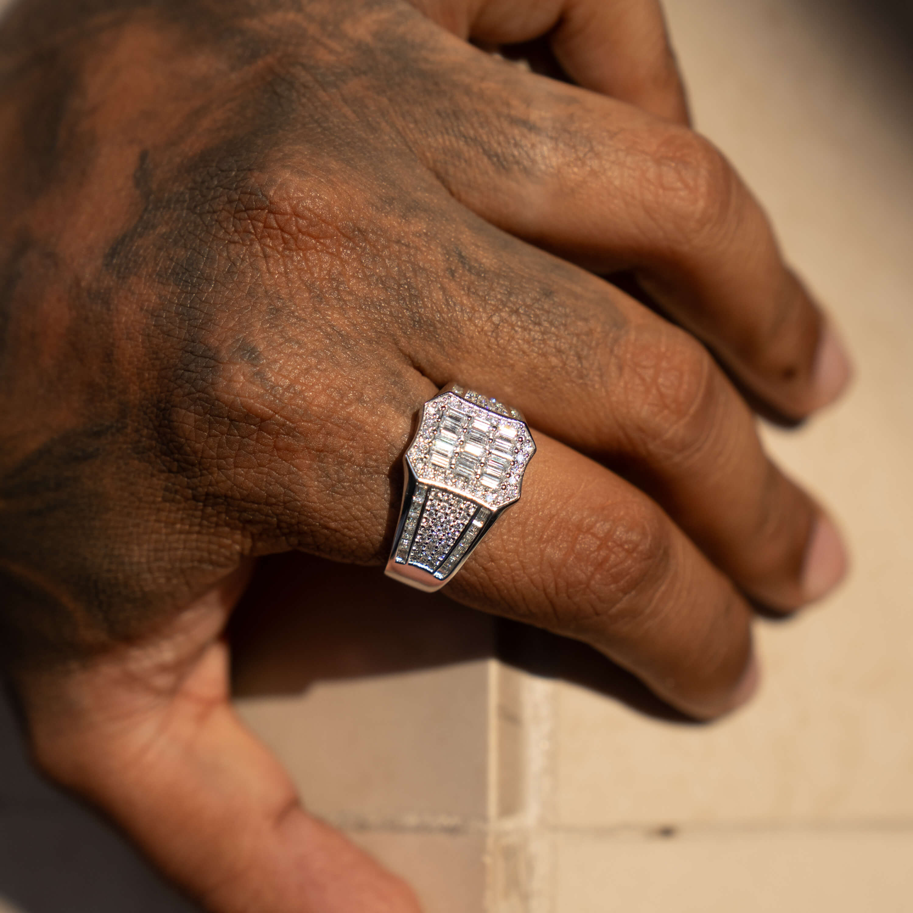 Shield Silver Moissanite Ring