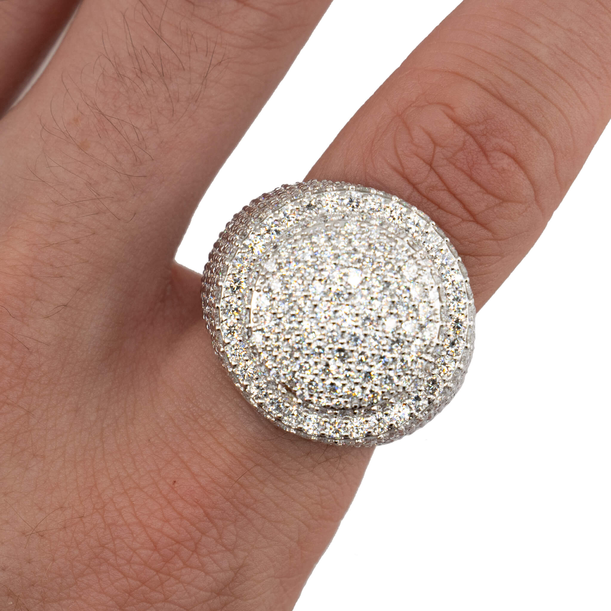 Round Iced Out Ring White Gold 14k