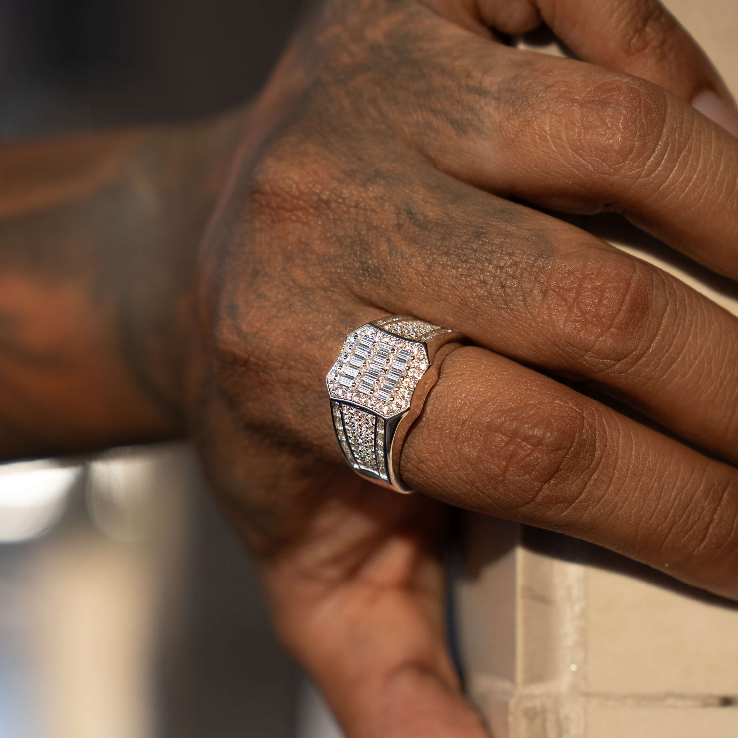 Shield Silver Moissanite Ring