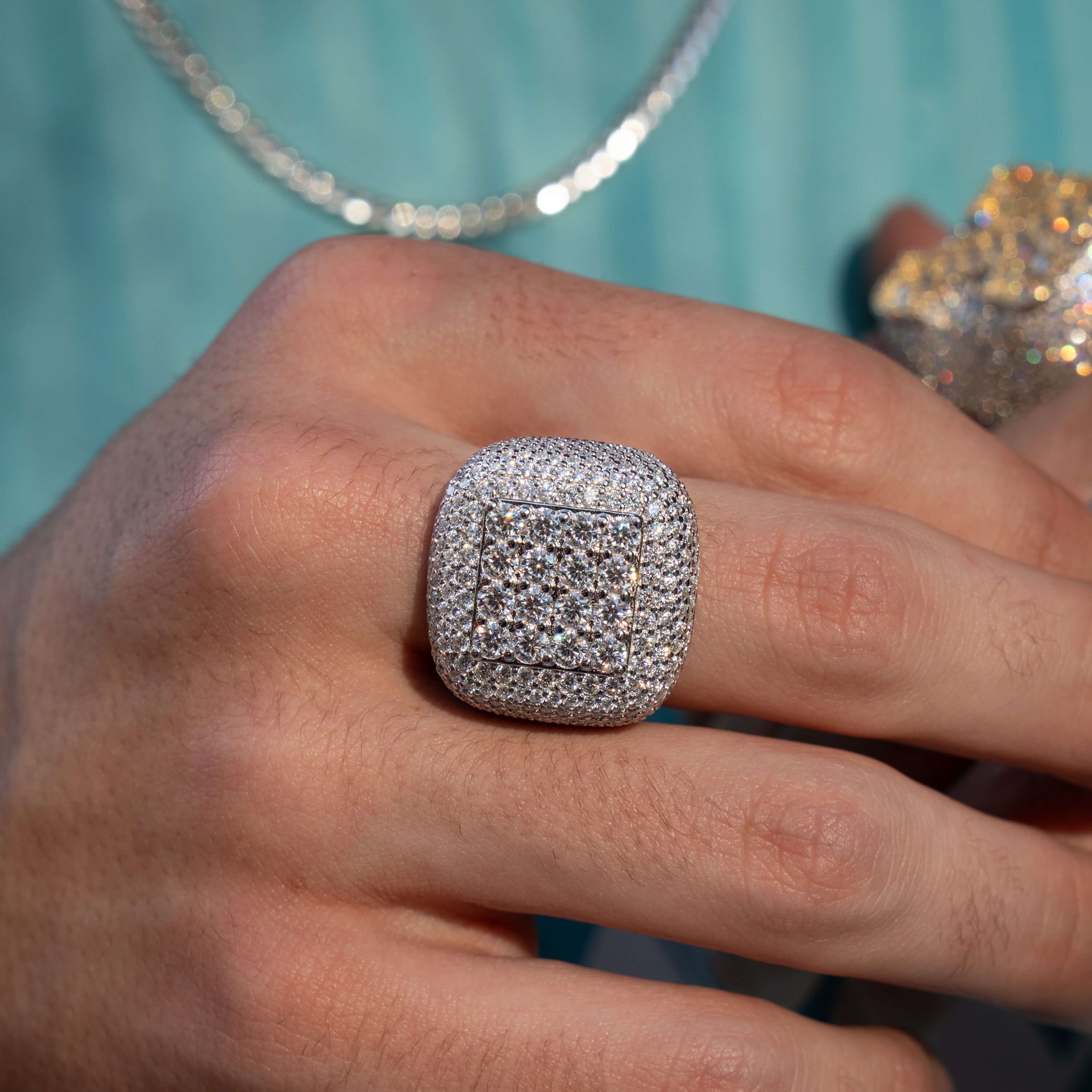 Rounded Square Moissanite Silver Ring