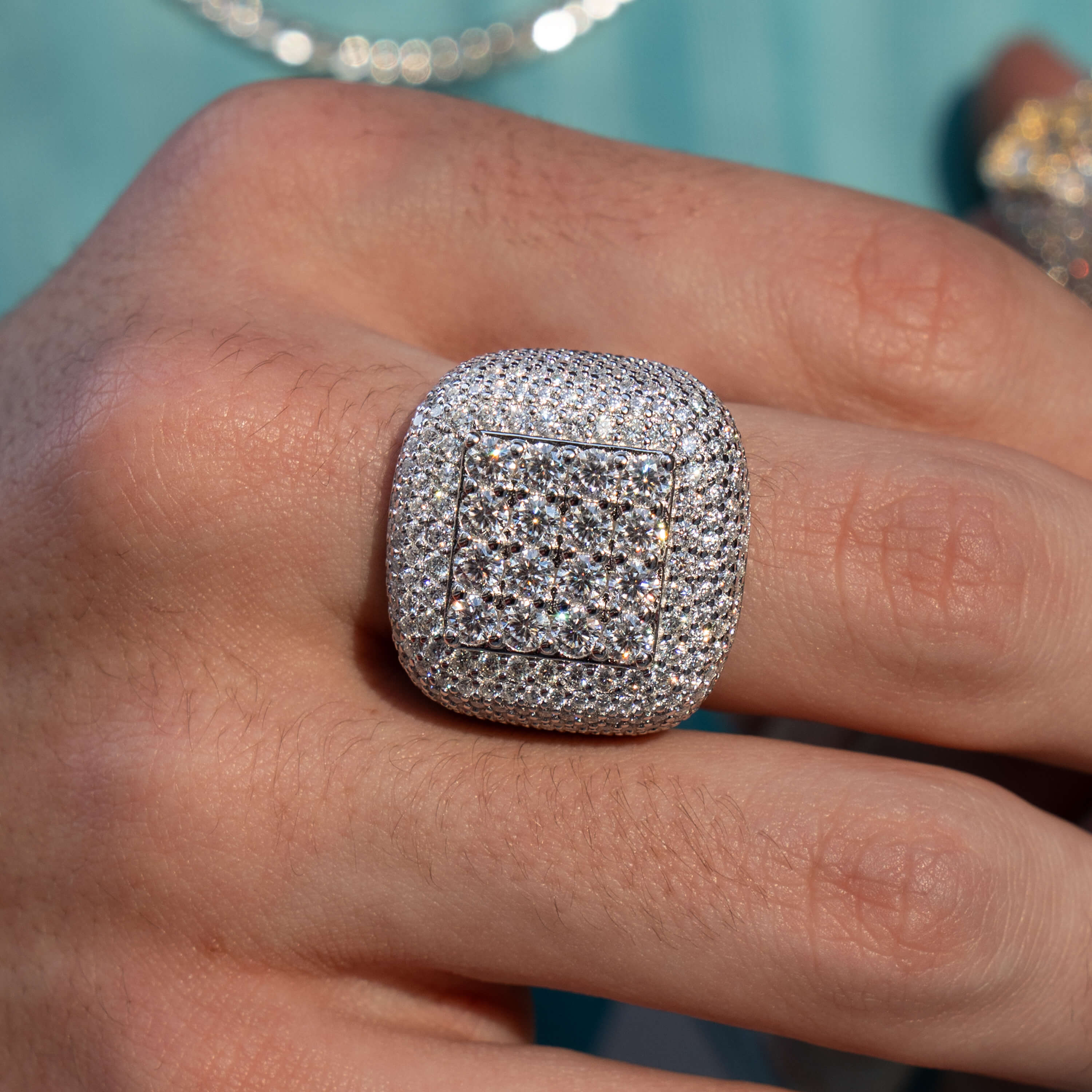 Rounded Square Moissanite Silver Ring