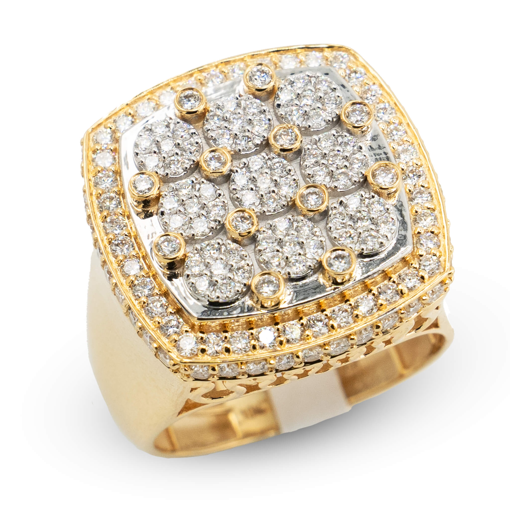 Double Deck Square Diamond Ring 10k