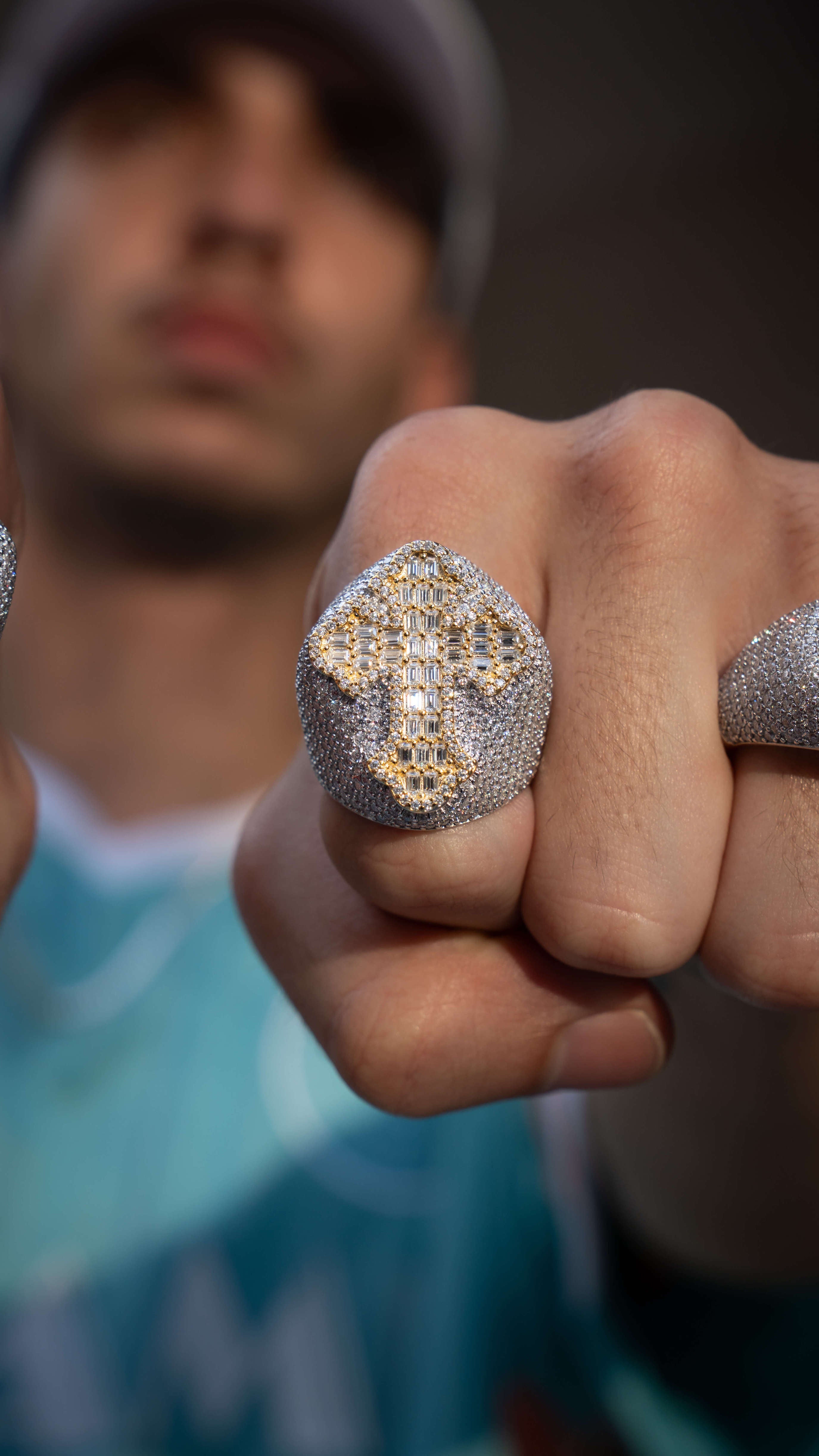 Gold Cross X Silver Ring