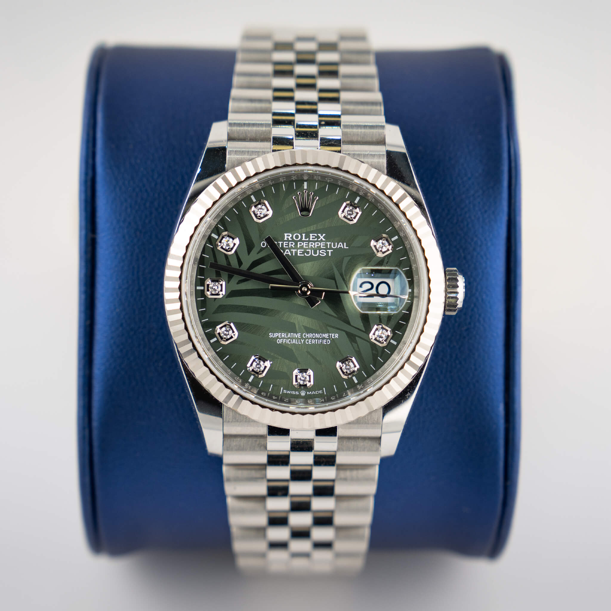 2020 Rolex DateJust 36 Green Palm Diamond Dial Jubilee