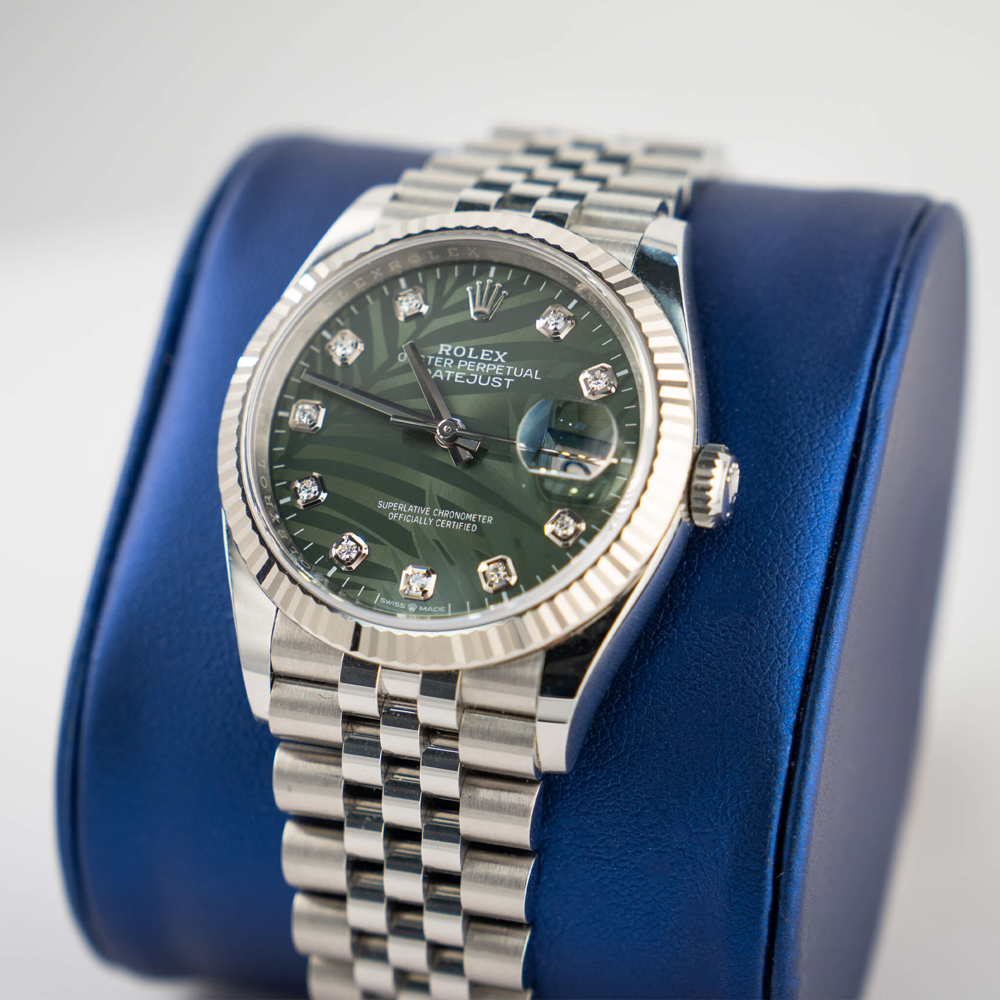 2020 Rolex DateJust 36 Green Palm Diamond Dial Jubilee