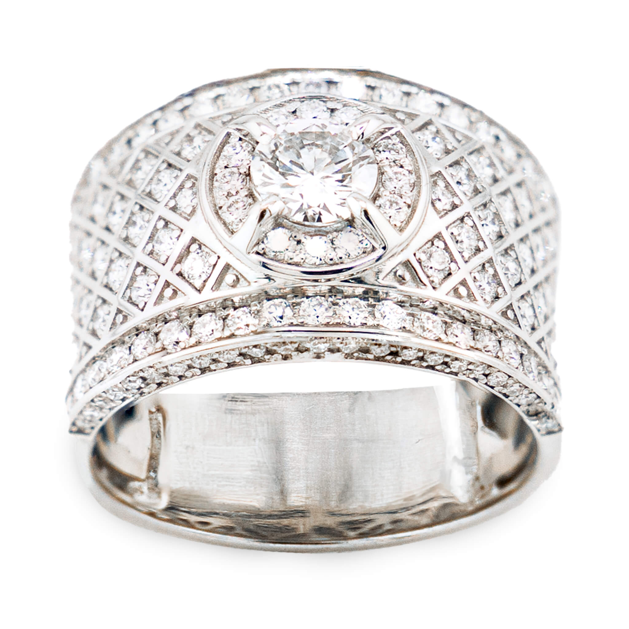Mesh and Halo Diamond Ring