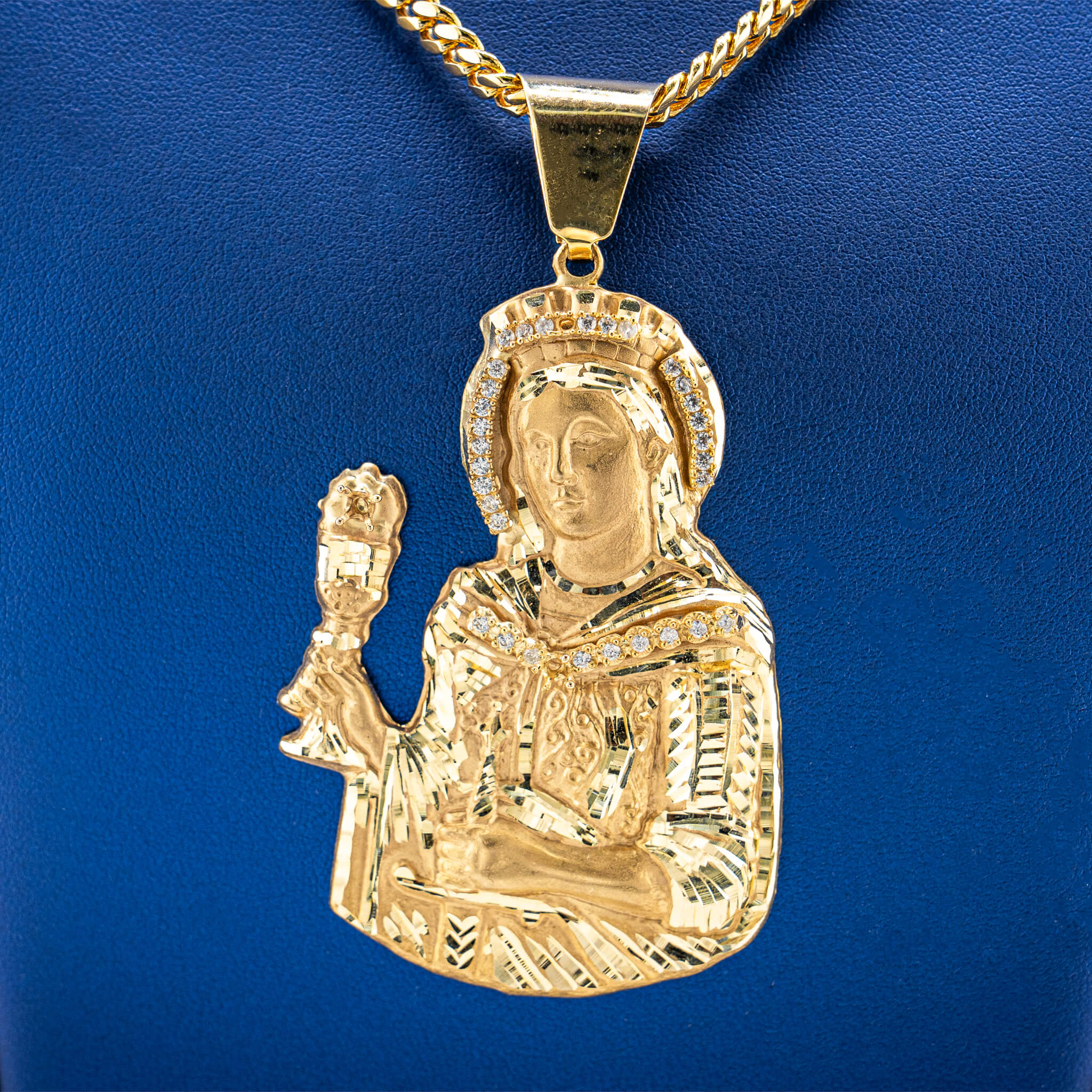 Virgin Mary With Diamond Cut Pendant