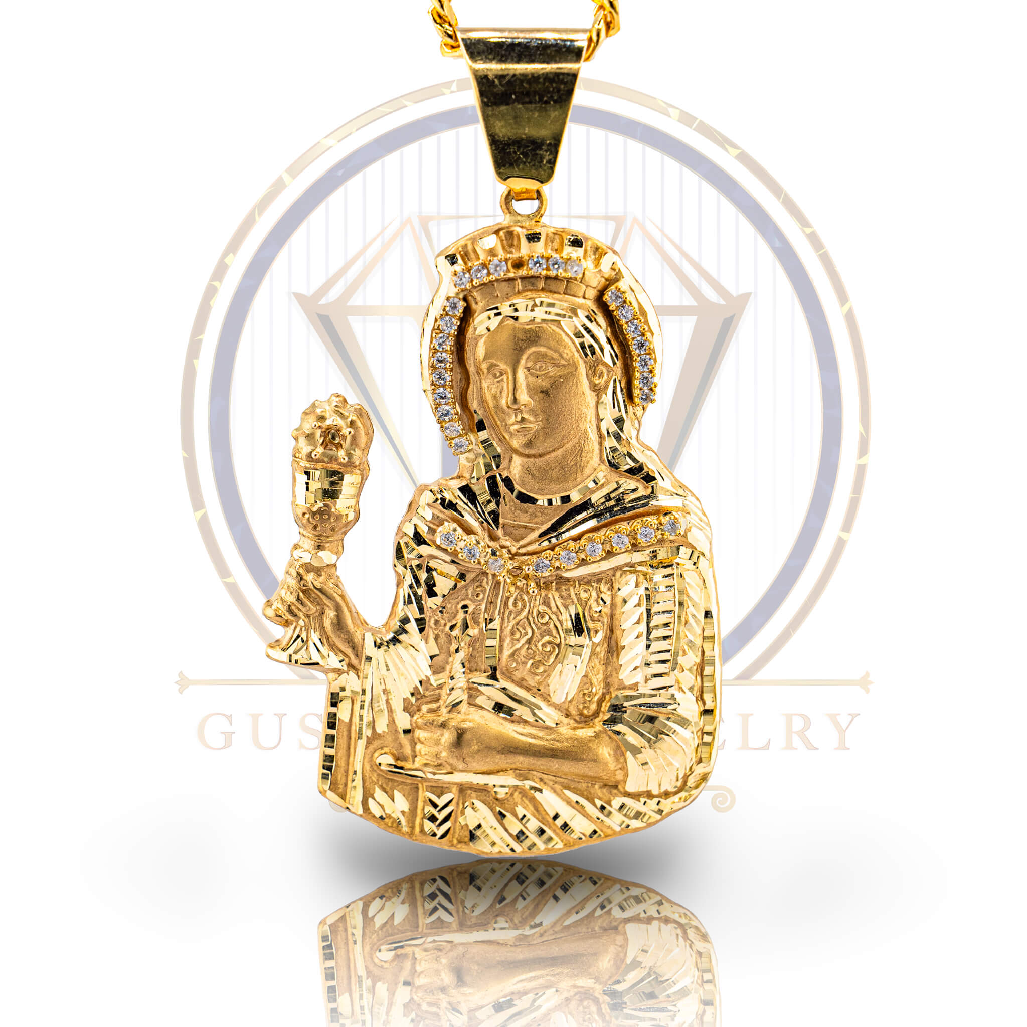 Virgin Mary With Diamond Cut Pendant