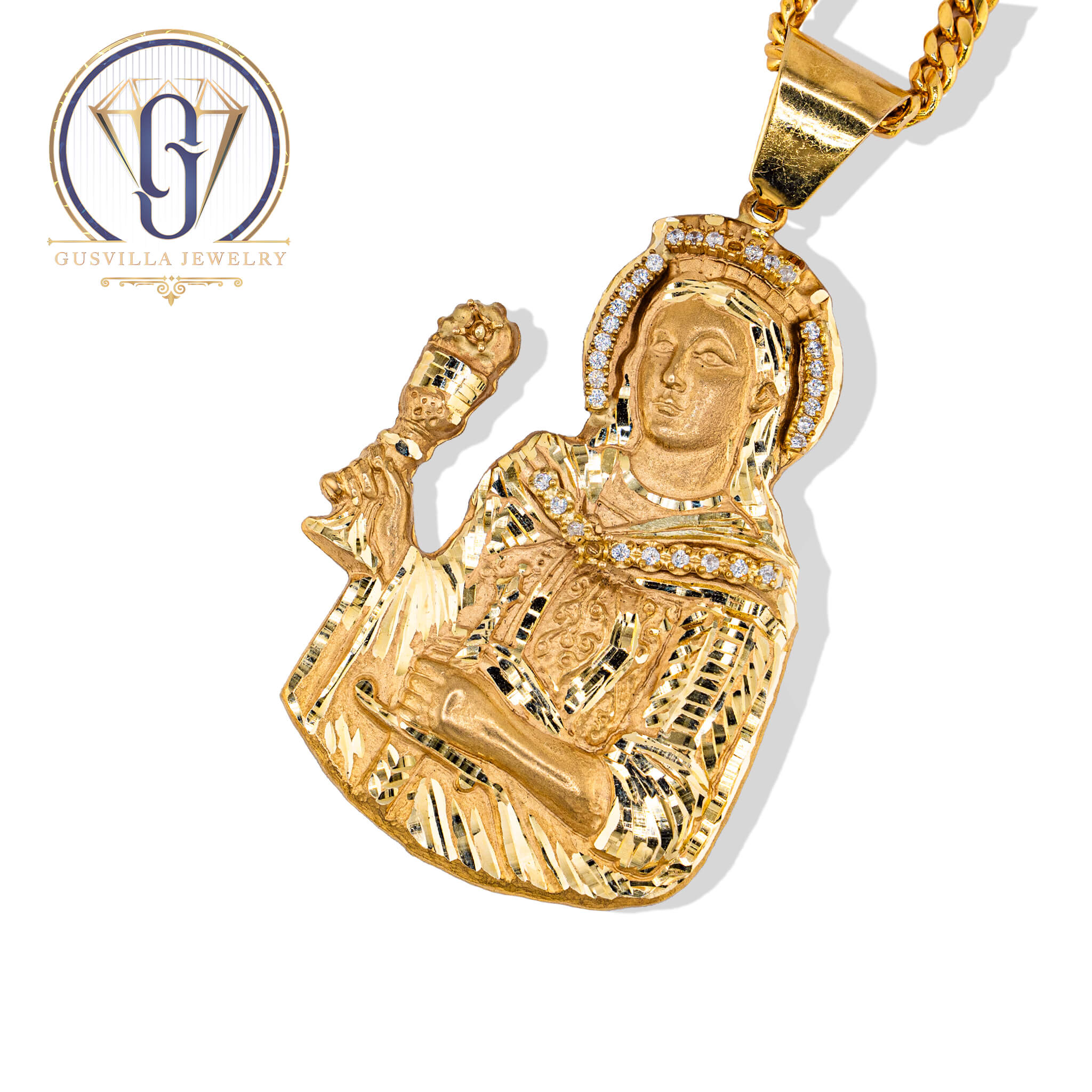Virgin Mary With Diamond Cut Pendant