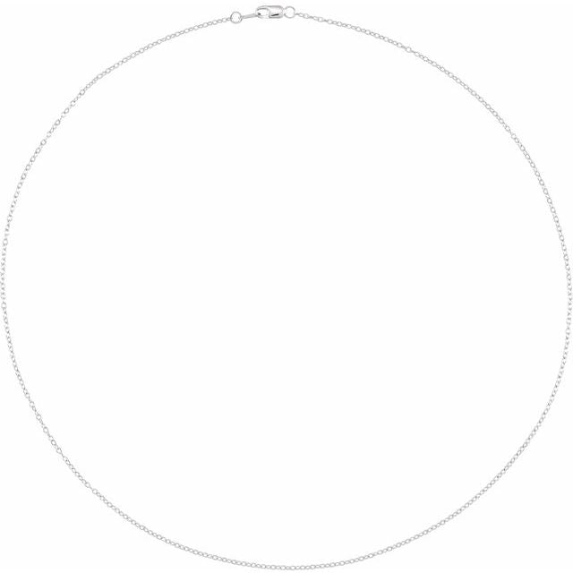 14K White Gold 1 mm Cable Chain - 16 inch with Lobster Clasp by Ch1015