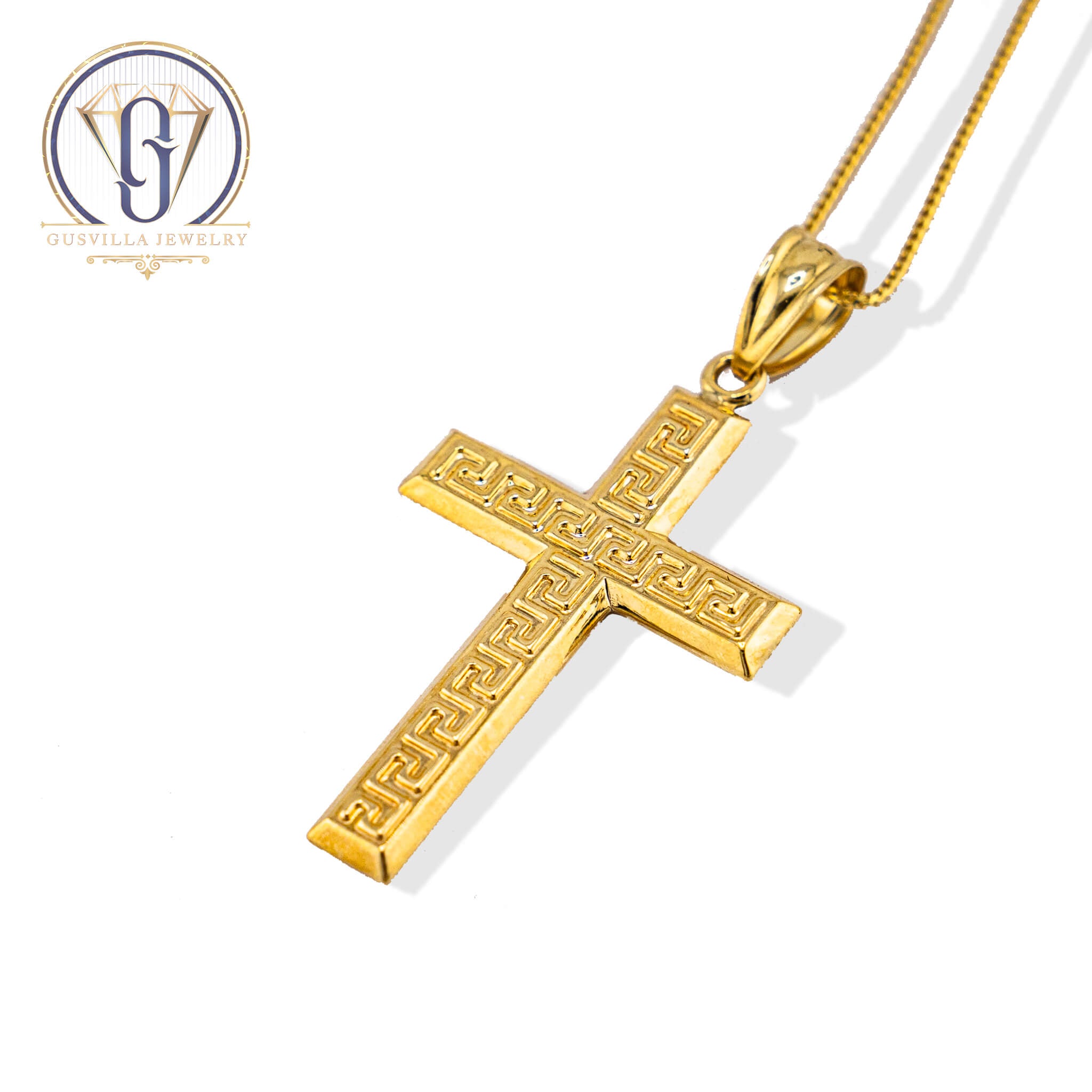 Cross Plaid Style Pendant 10K