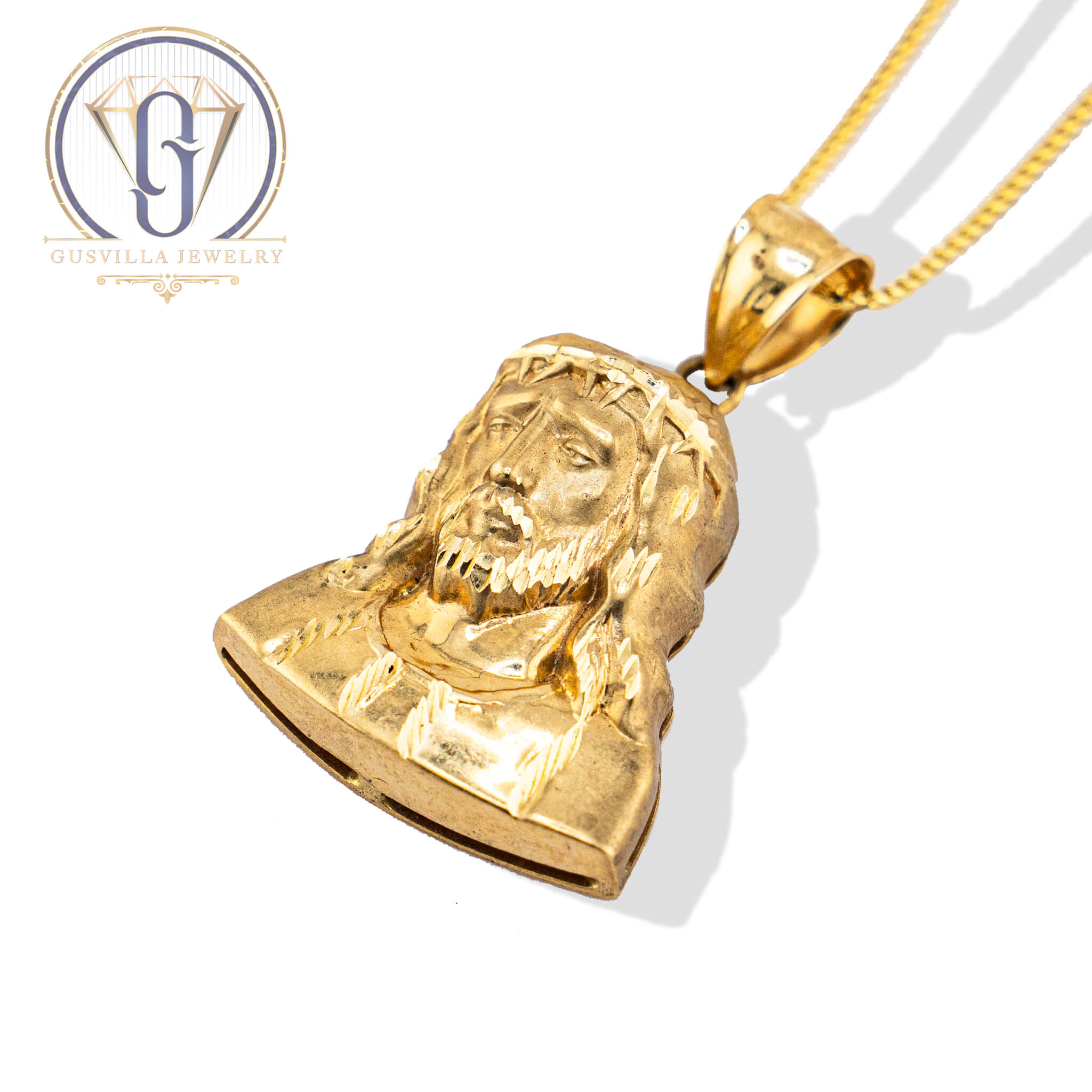 Sad Golden Jesus With Diamond Cuts Pendant 10k