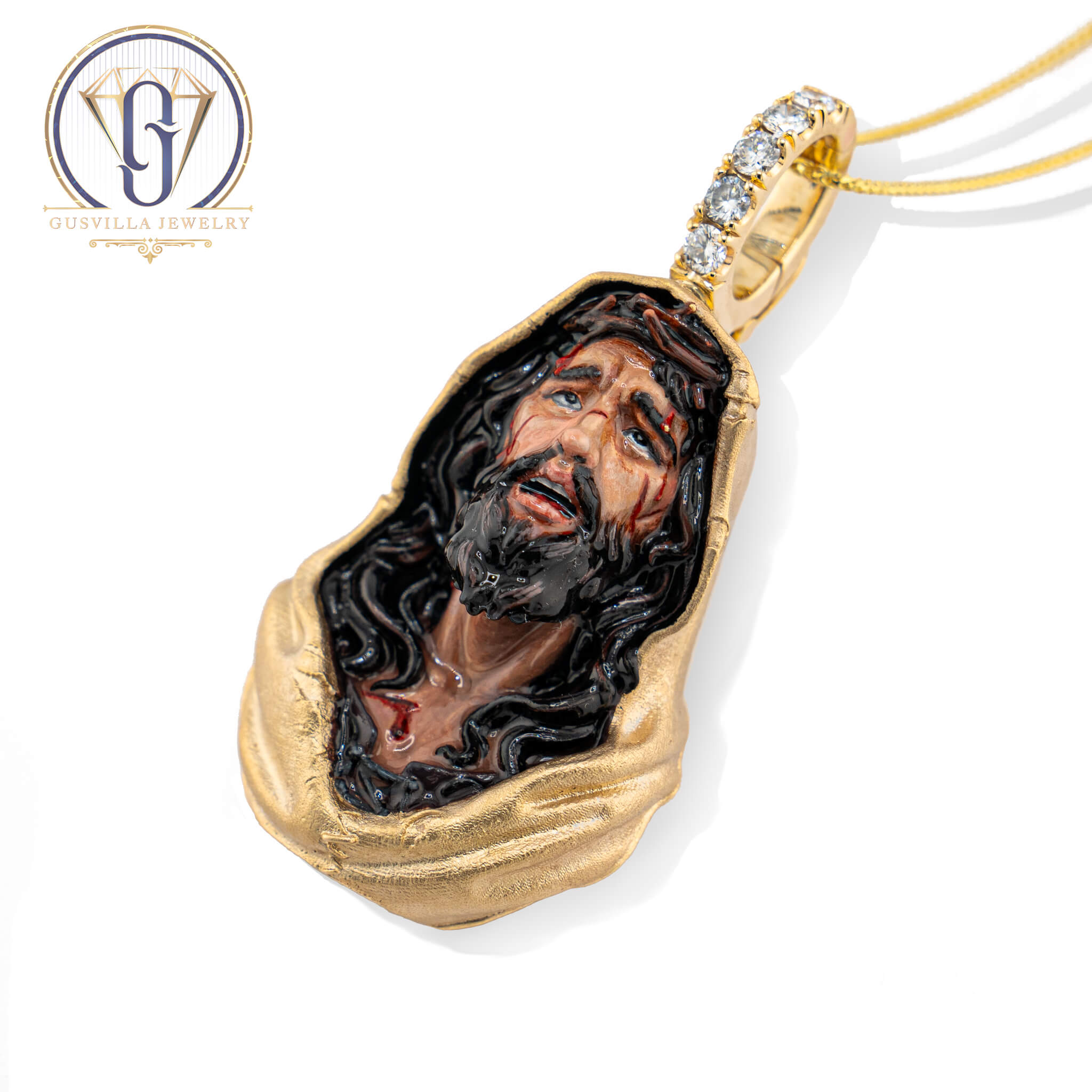 Realism Hand Painted Enamel Jesus Pendant 14K