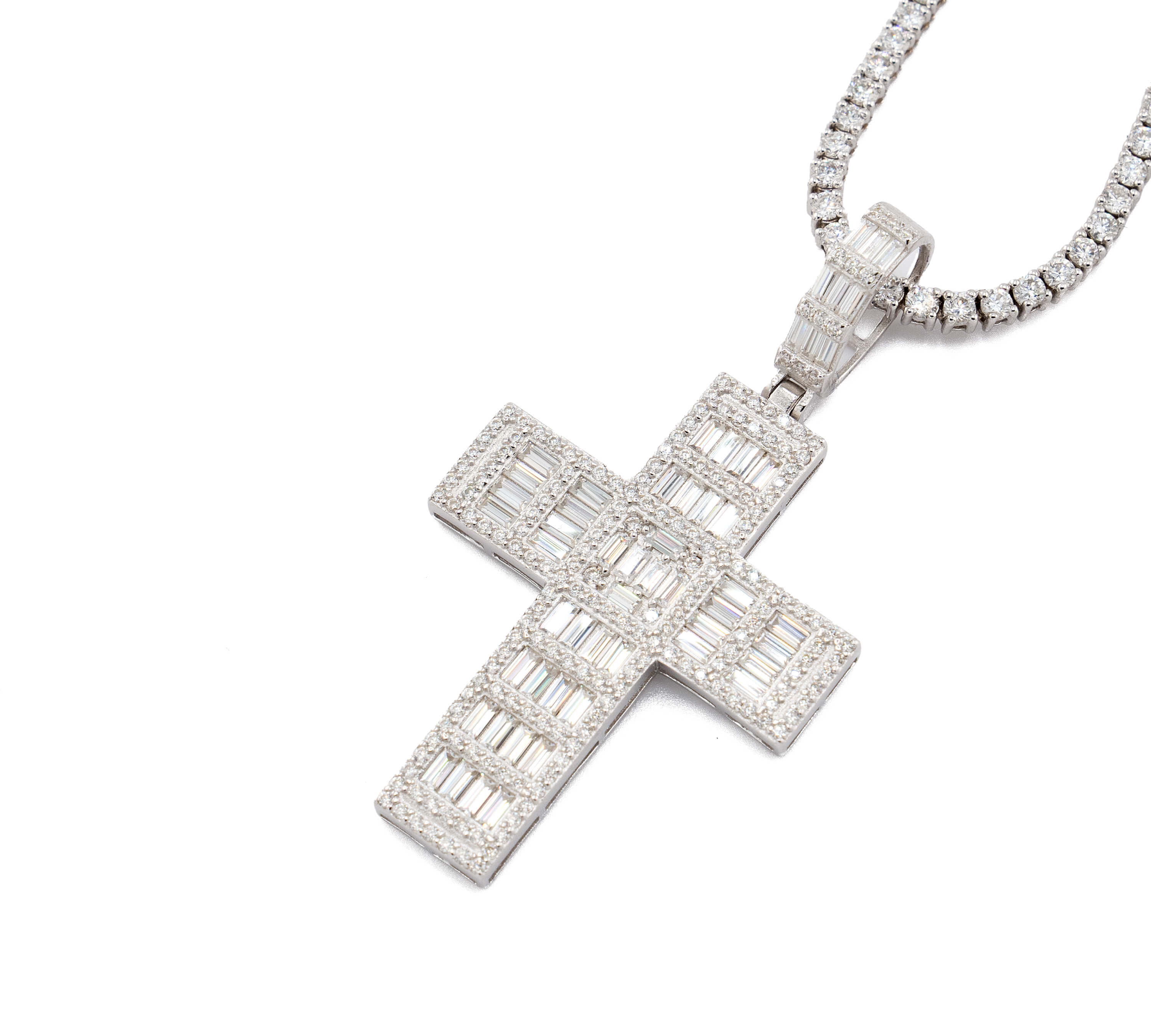 Baguette Cross | Moissanite Pendant 12