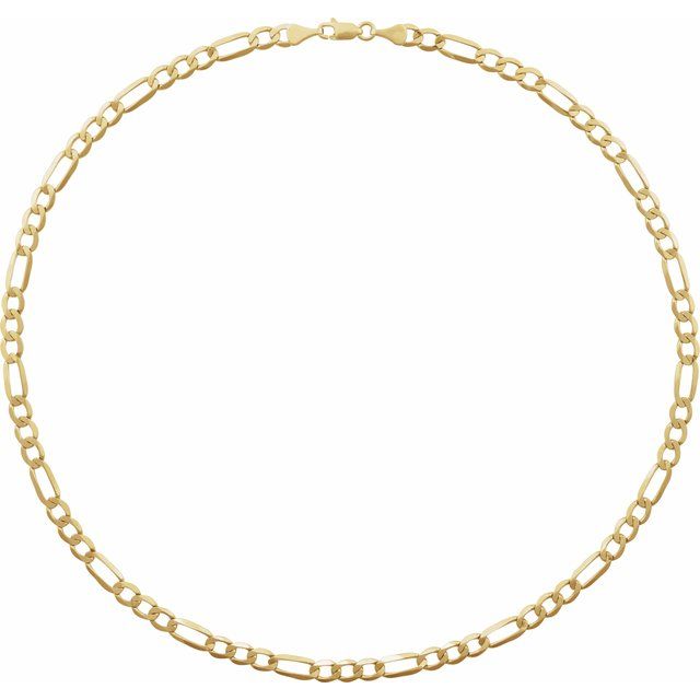 14K Yellow Gold 5.1 mm Figaro Chain - 24 Inch with Lobster Clasp