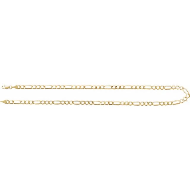 14K Yellow Gold 5.1 mm Figaro Chain - 24 Inch with Lobster Clasp