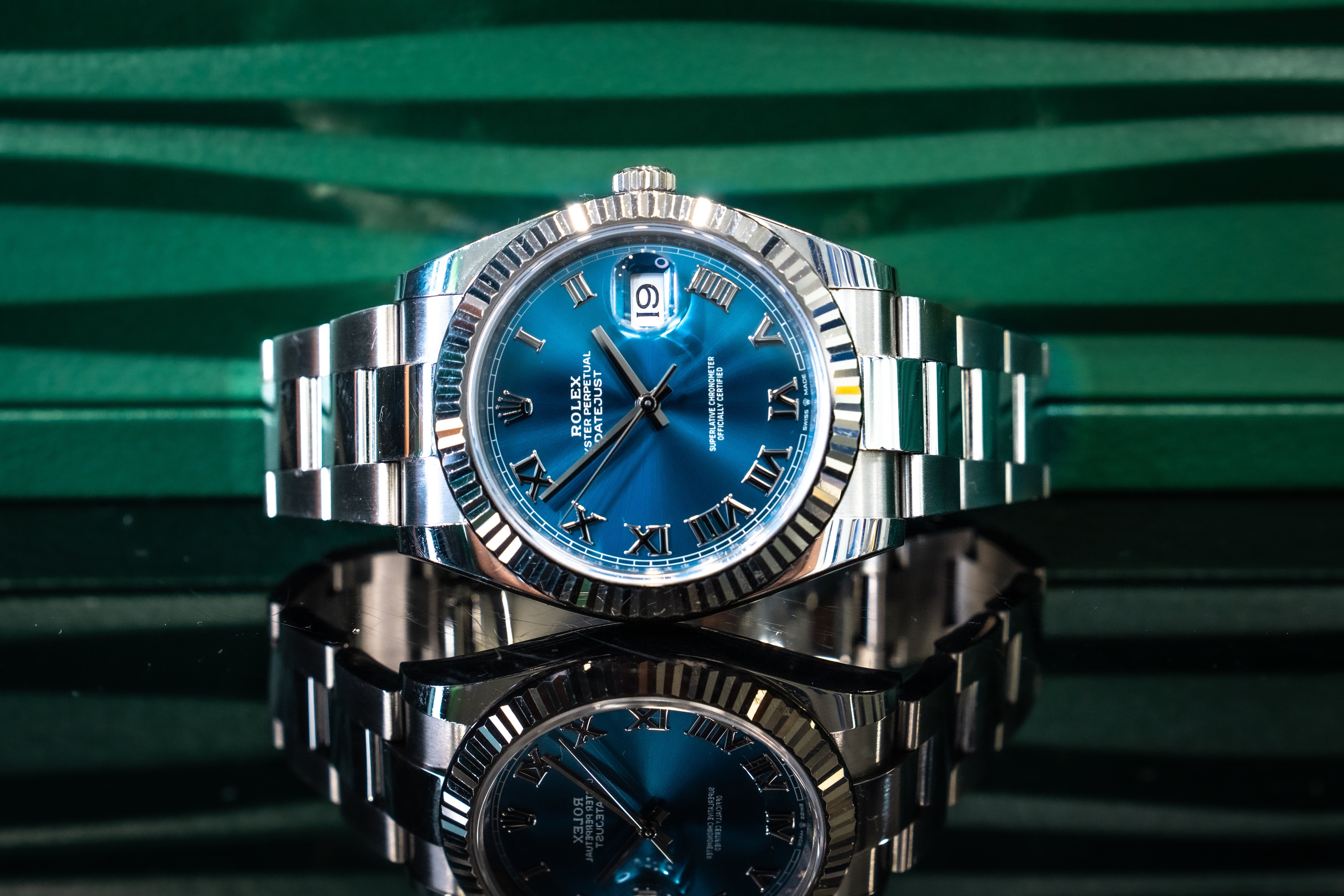 Rolex Datejust 41MM Azzurro Blue Roman Dial on Oyster