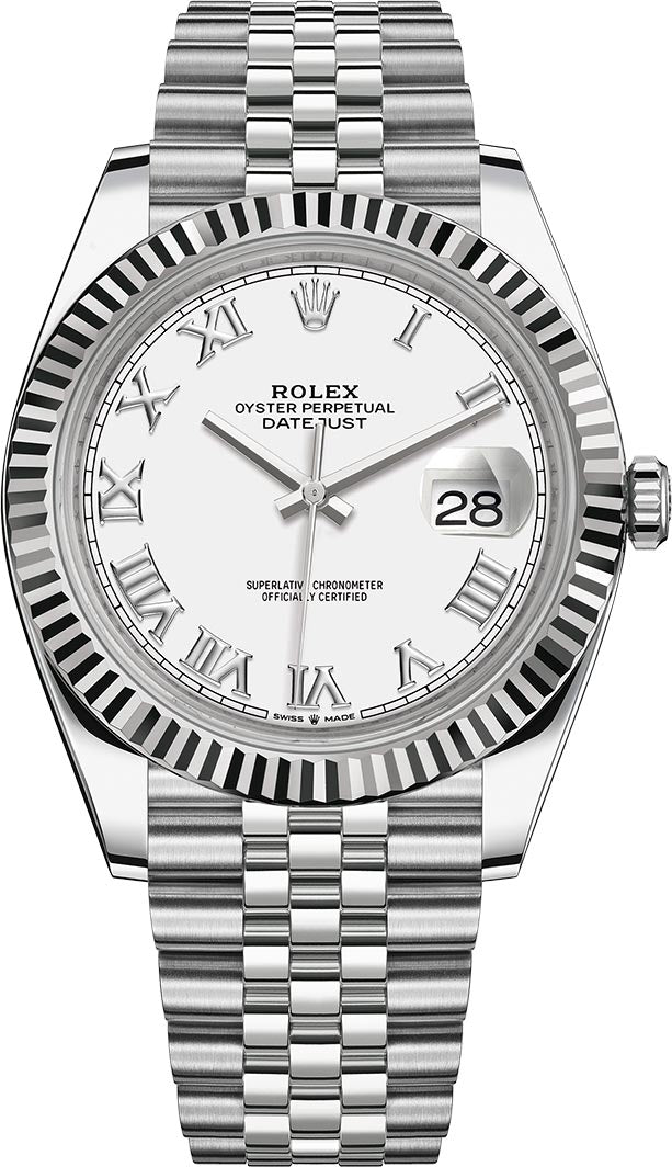 Rolex Datejust 41MM White Roman Dial on Jubilee